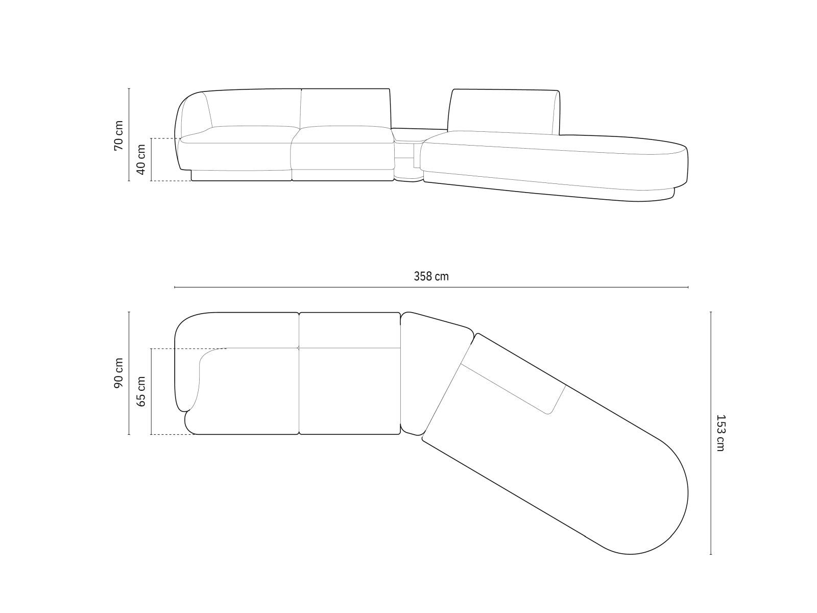 Entdecken Sie das Miley Modulares Sofa rechts 4 Sitzer von Micadoni – ein stilvolles, flexibles Möbelstück, das Komfort und modernes Design vereint.