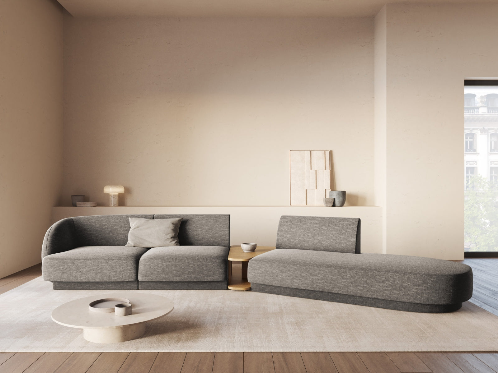Entdecken Sie das stilvolle Miley Modulares Sofa rechts 4 Sitzer von Micadoni – ideal für modernes Wohnen und gesellige Abende.
