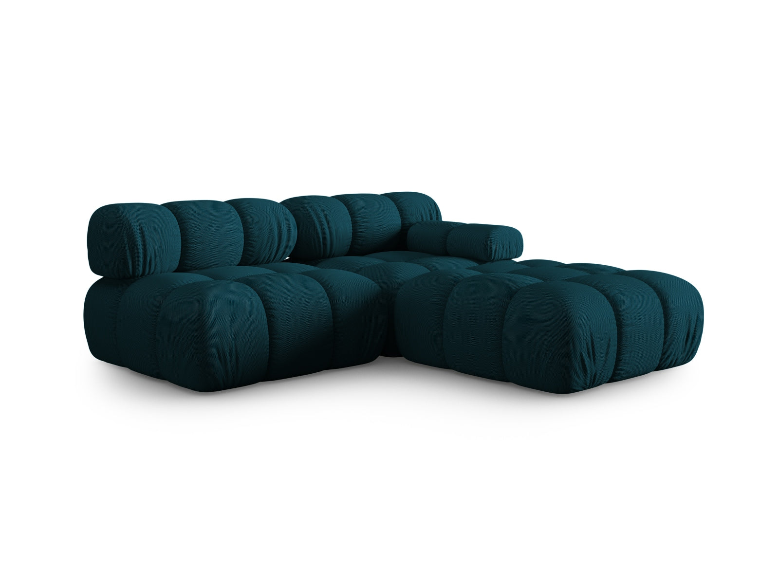 Modernes Bellis L-Sofa in edlem Blau, 4-Sitzer, 94cm, perfekt für gemütliche Wohnzimmer, erhältlich bei Micadoni.
