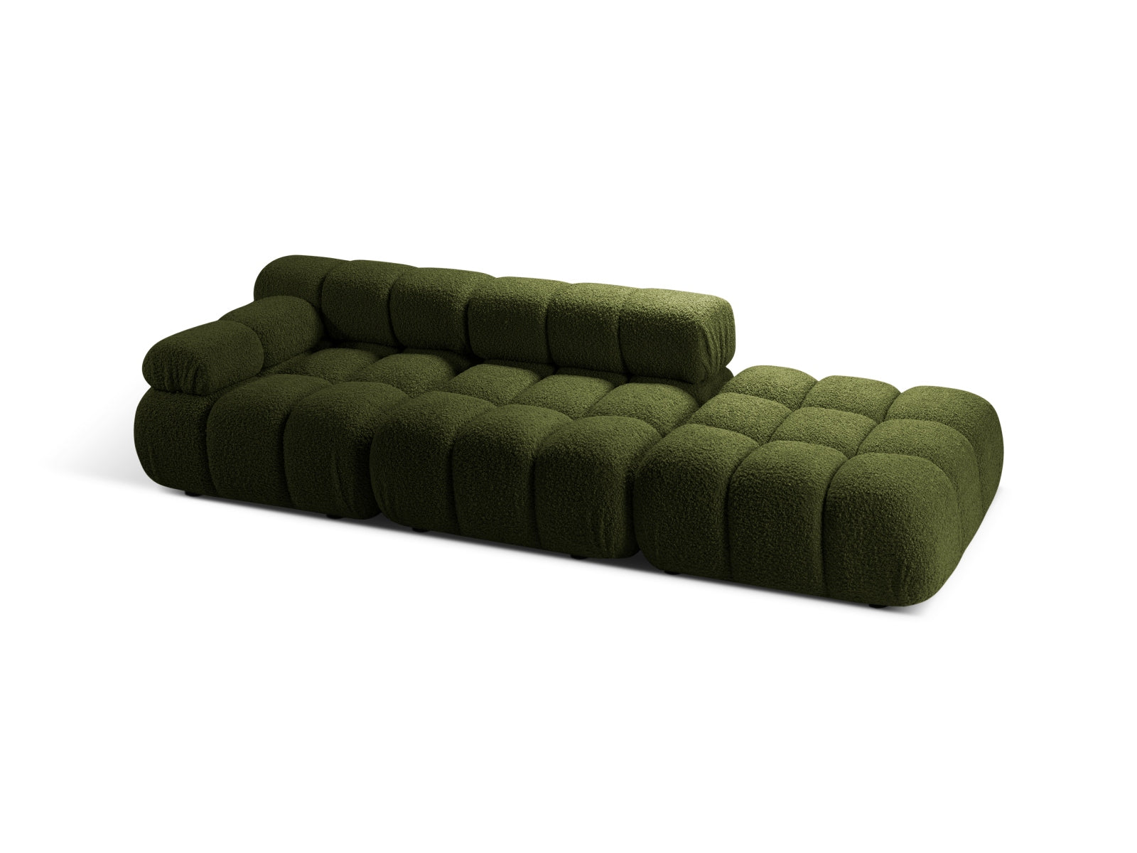 Elegantes Bellis Boucle Sofa in Grün, 4-Sitzer, modulare Bauweise, ideal für stilvolle Wohnräume, präsentiert von KAQTU Design AG.