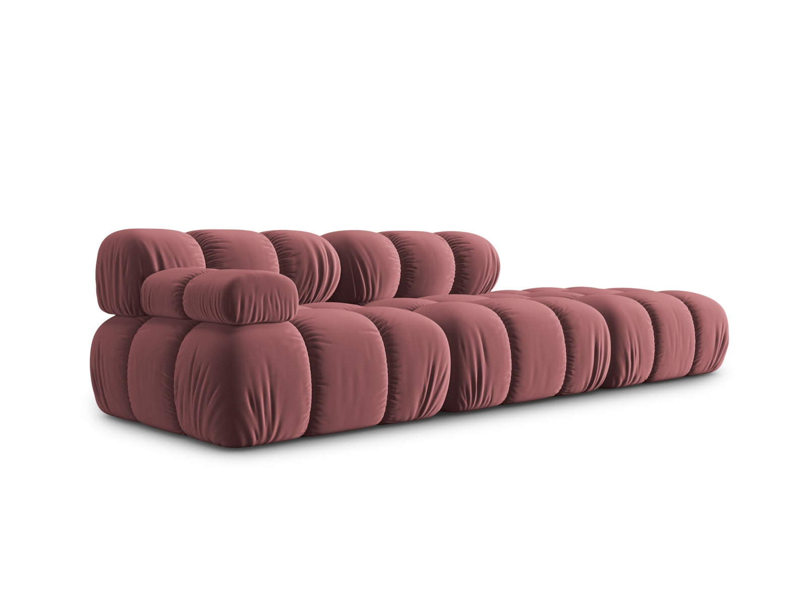 Modulares Bellis Velour Sofa in zartem Rosa, 4-Sitzer, rechtsseitig, perfekt für moderne und elegante Wohnkonzepte.