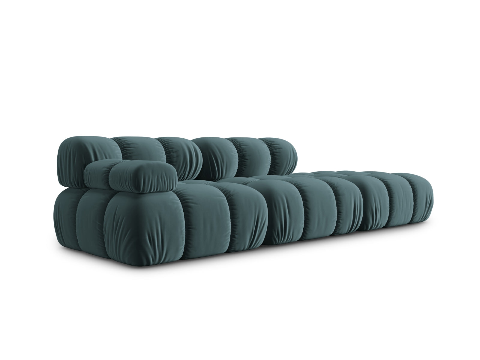 Modulares Bellis Velour Sofa in Türkis, 4-Sitzer, rechte Ausführung, perfekt für moderne Wohnkonzepte und stilvolle Einrichtung.