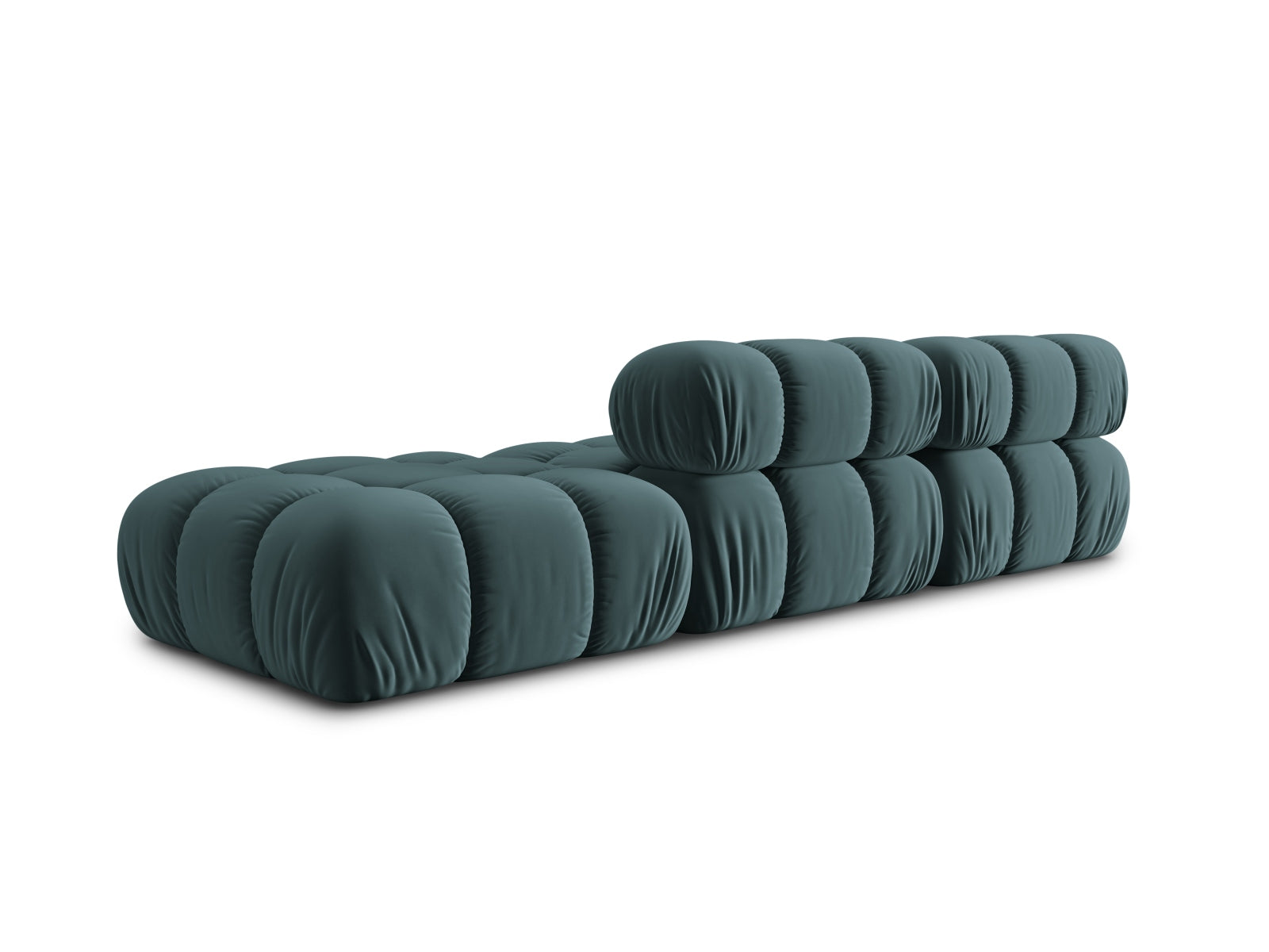 Modulares Bellis Velour Sofa in stilvollem Türkis, 4-Sitzer, rechte Ausführung, perfekt für moderne Wohnkonzepte und gemütliche Atmosphäre.