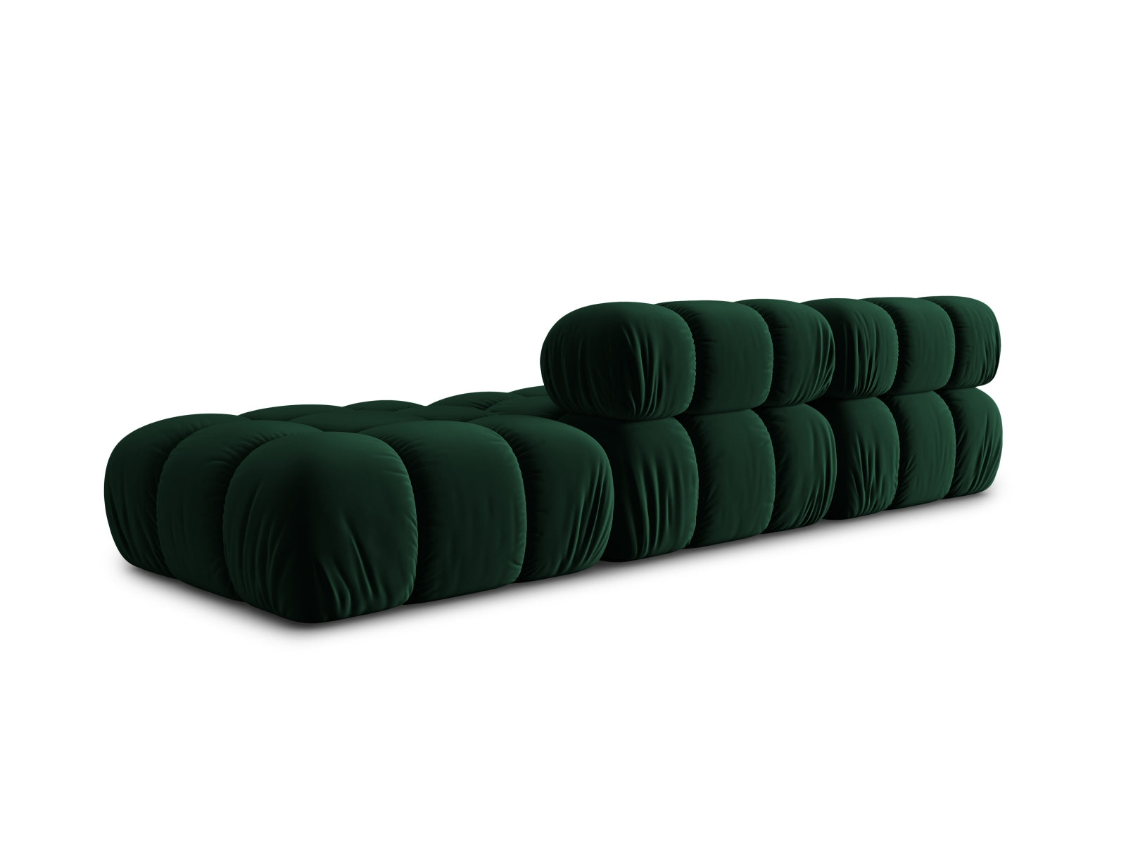 Modulares Bellis Velour Sofa in edlem Flaschengrün, 4-Sitzer, rechte Ausführung, perfekt für moderne und anpassbare Wohnkonzepte.