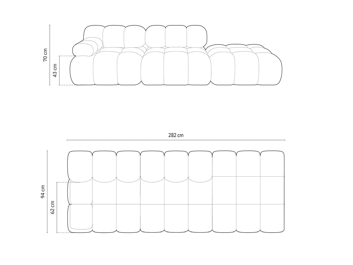 Bellis Velour modulares Sofa rechts 4 Sitzer 94cm in Cappuccino-Bluvel präsentiert im Onlineshop von KAQTU Design AG. L-Sofa rechts ist von Micadoni