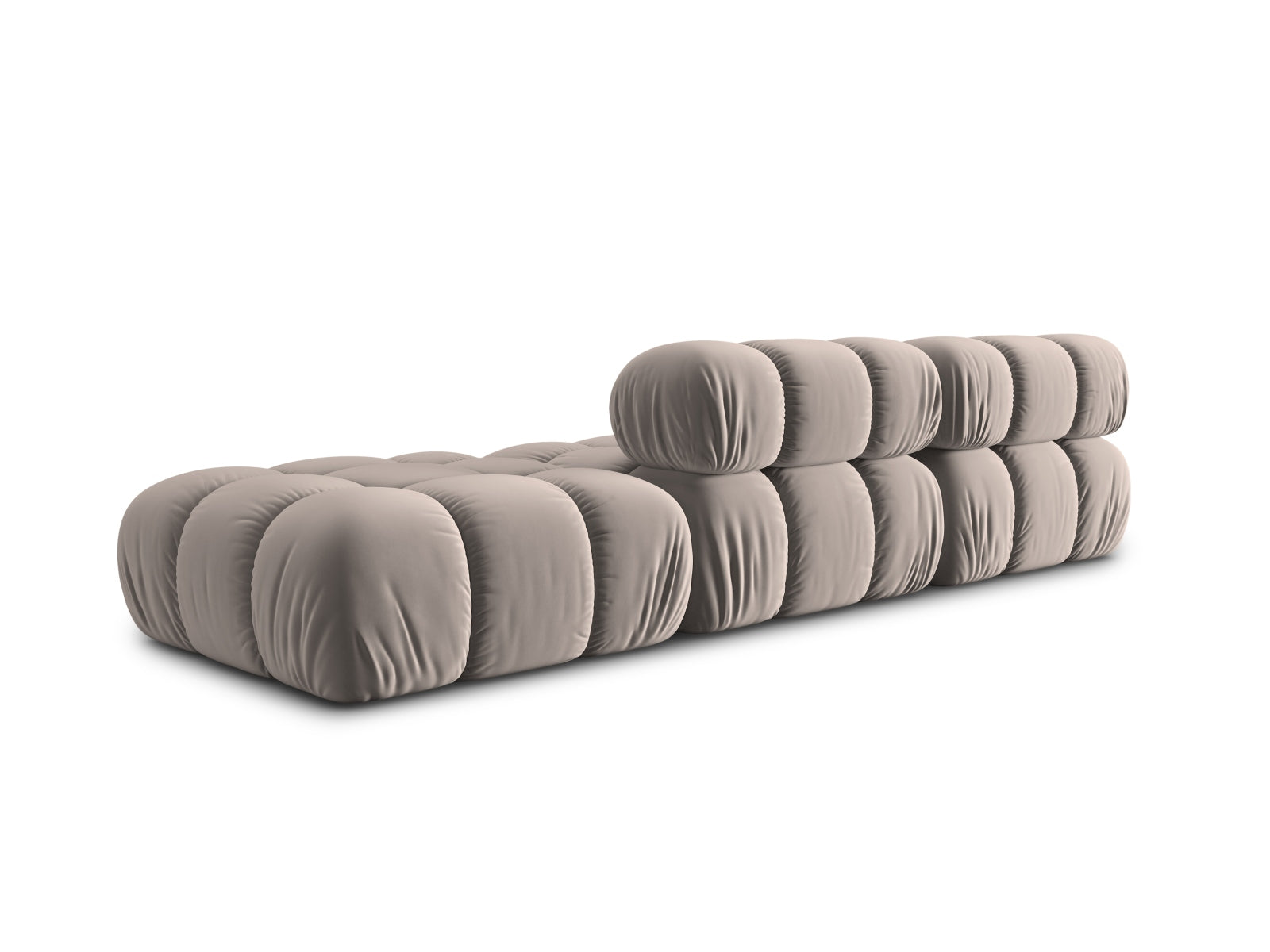 Modulares Bellis Velour Sofa in sanftem Cappuccino, 4-Sitzer, rechte Ausführung, perfekt für moderne und anpassbare Wohnkonzepte von Micadoni.