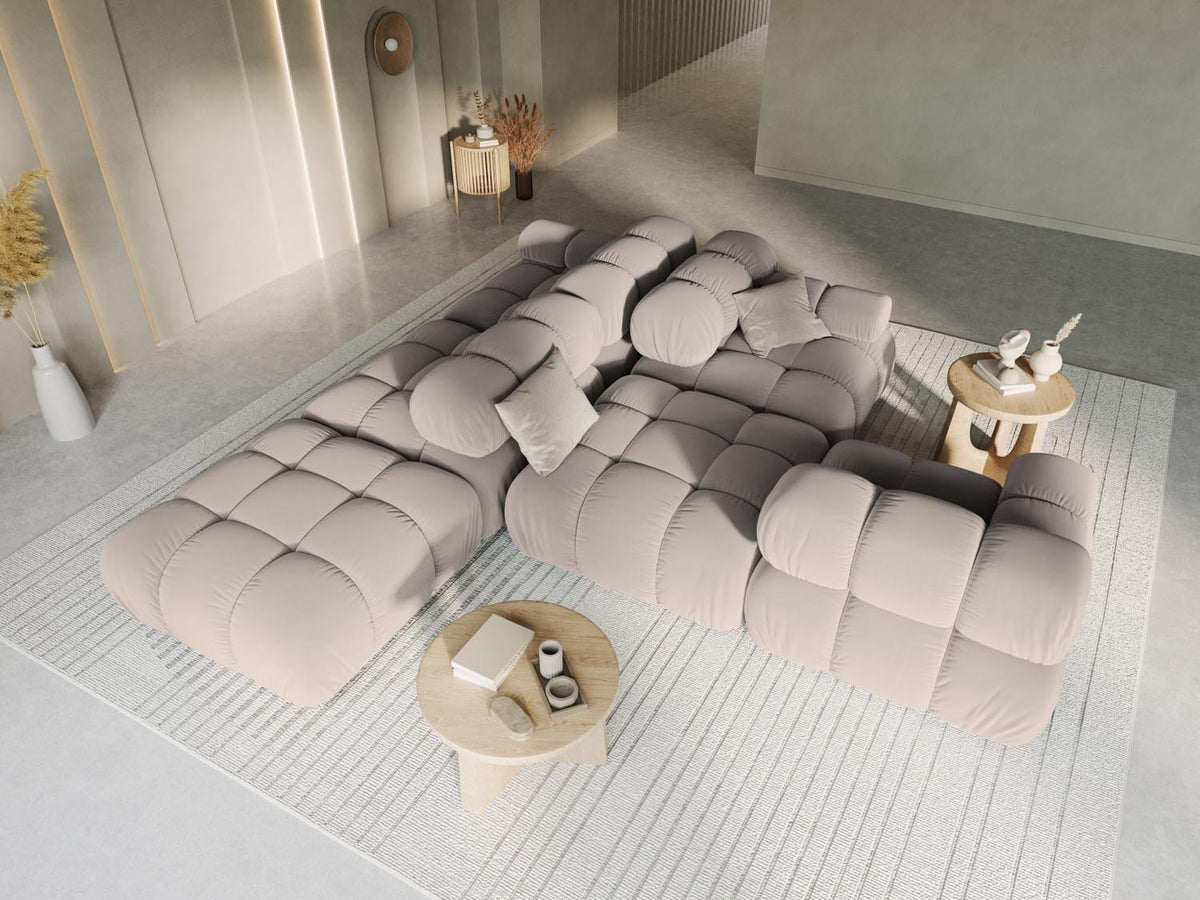 Bellis Velour modulares Sofa rechts 4 Sitzer 94cm in Cappuccino-Bluvel präsentiert im Onlineshop von KAQTU Design AG. L-Sofa rechts ist von Micadoni