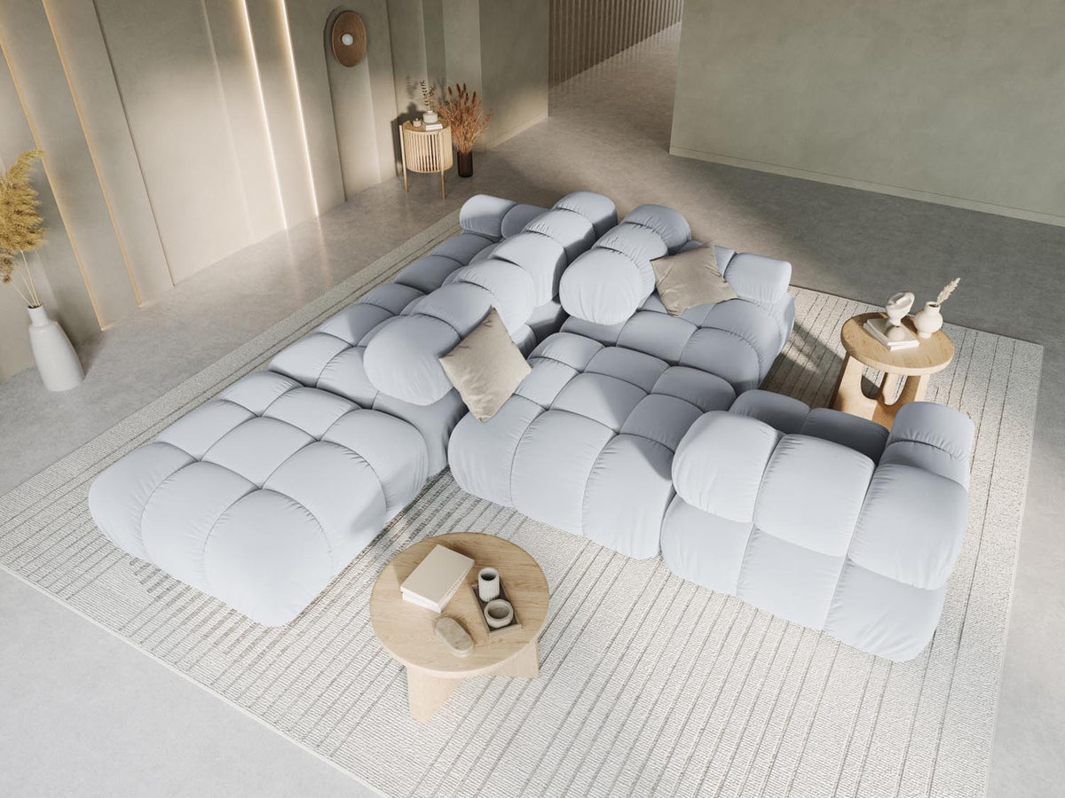 Bellis Velour modulares Sofa rechts 4 Sitzer 94cm in Light Blue-Bluvel präsentiert im Onlineshop von KAQTU Design AG. L-Sofa rechts ist von Micadoni