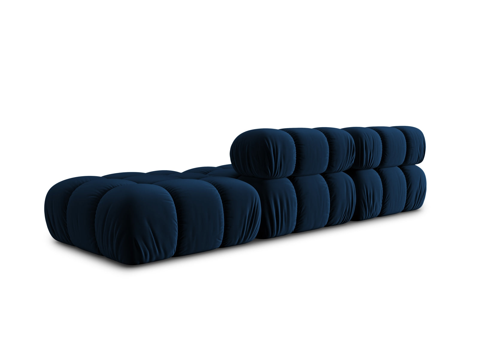 Modulares Bellis Velour Sofa in Royalblau, 4-Sitzer, rechte Ausführung, perfekt für stilvolle Wohnräume und entspannte Abende.