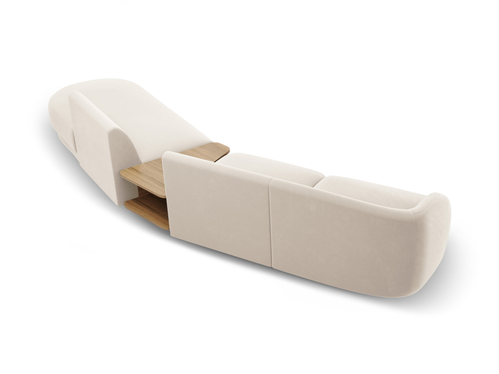 Erleben Sie das Miley Velour Sofa rechts 4 Sitzer von Micadoni – ein elegantes, modulares Design, das Komfort und Stil in Ihr Zuhause bringt.