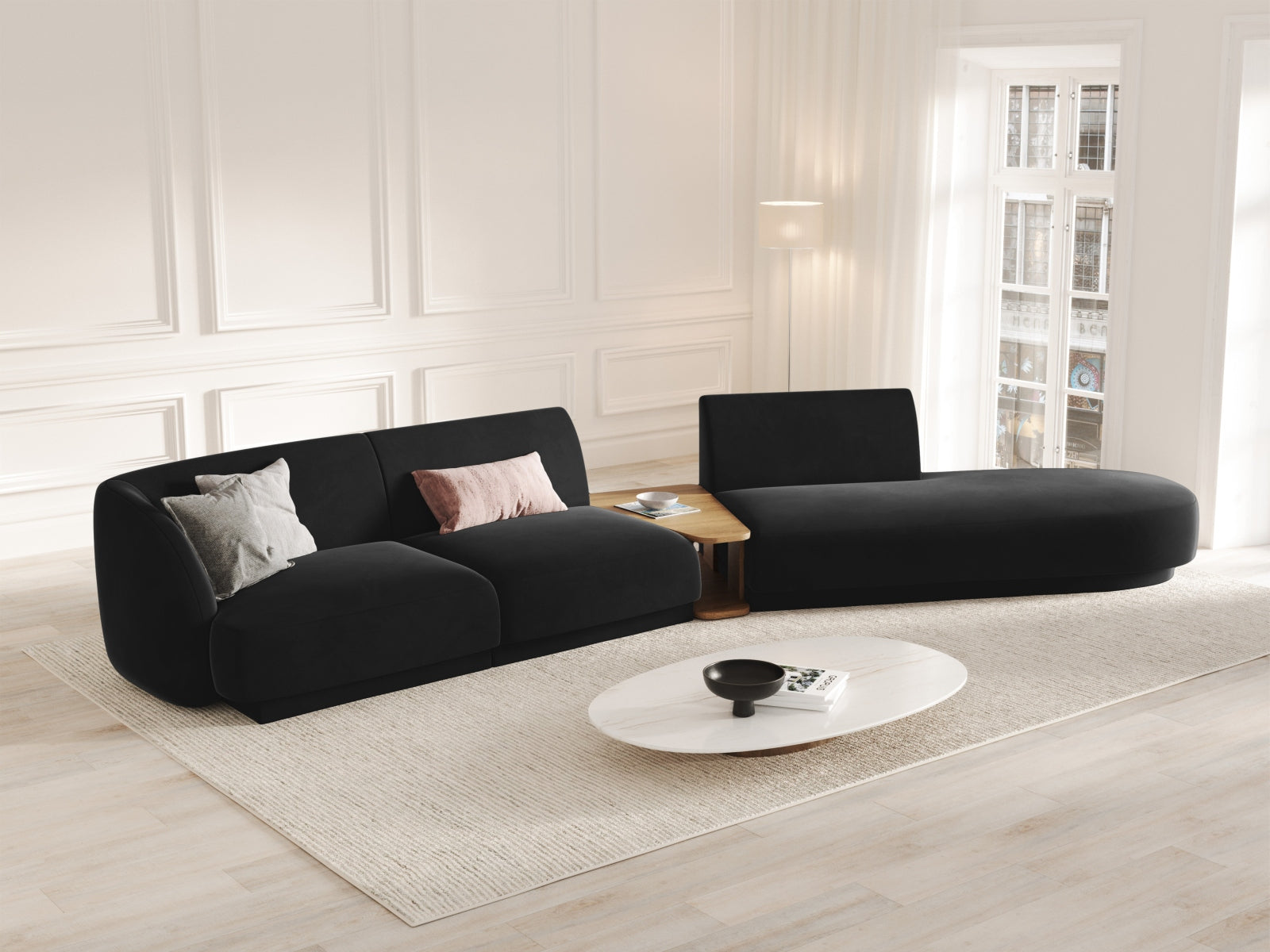 Entdecken Sie das elegante Miley Velour Sofa rechts 4 Sitzer von Micadoni – stilvoll, modular und komfortabel für Ihr modernes Zuhause.