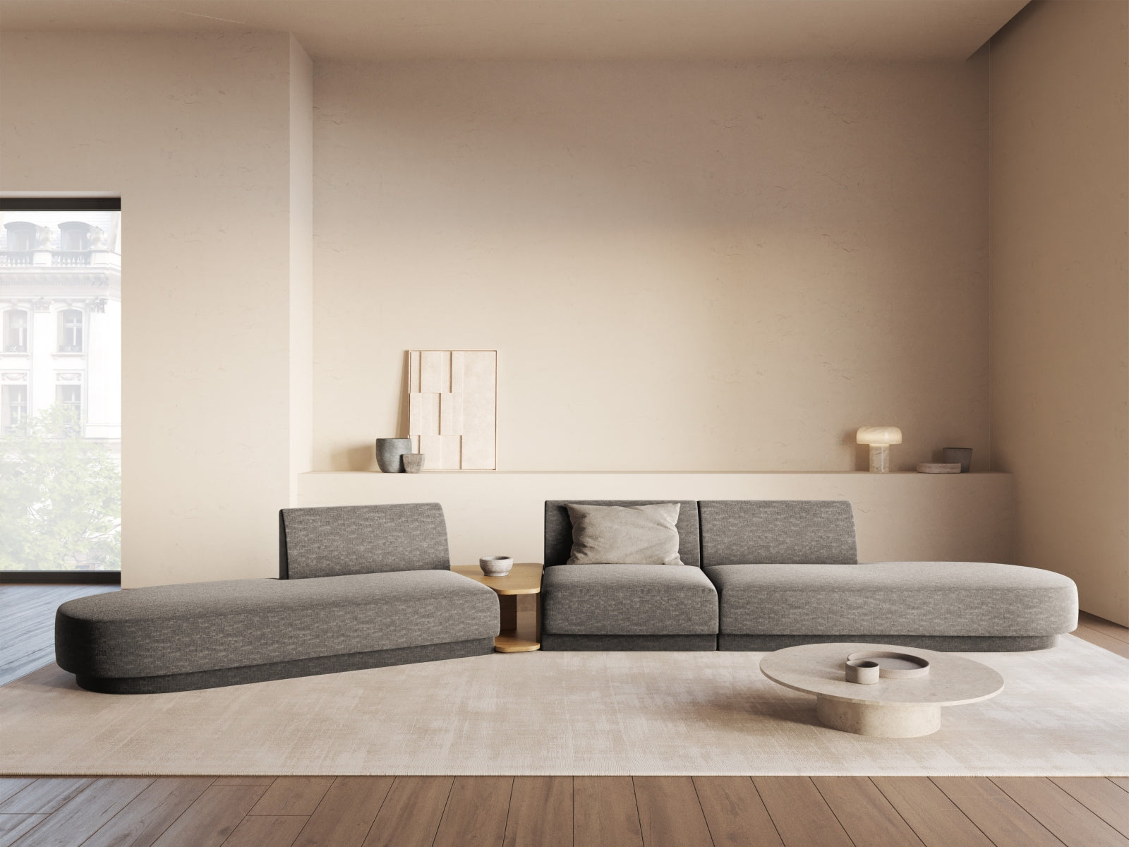 Entdecken Sie das Miley 5-Sitzer Sofa von Micadoni – ein elegantes, modulares L-Sofa, das Komfort und Stil in Ihr Zuhause bringt.