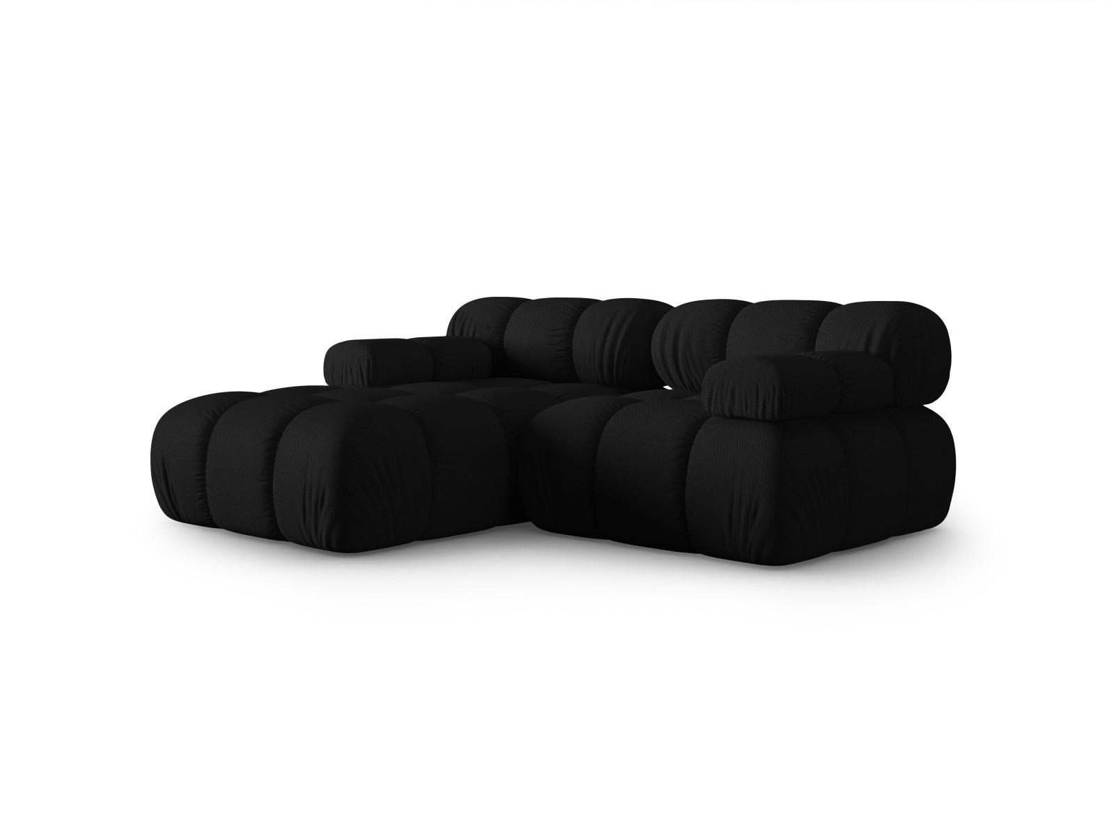 Elegantes Bellis Ecksofa in Schwarz, 3-Sitzer, 155 cm, ideal für moderne Wohnräume, erhältlich bei KAQTU Design AG.