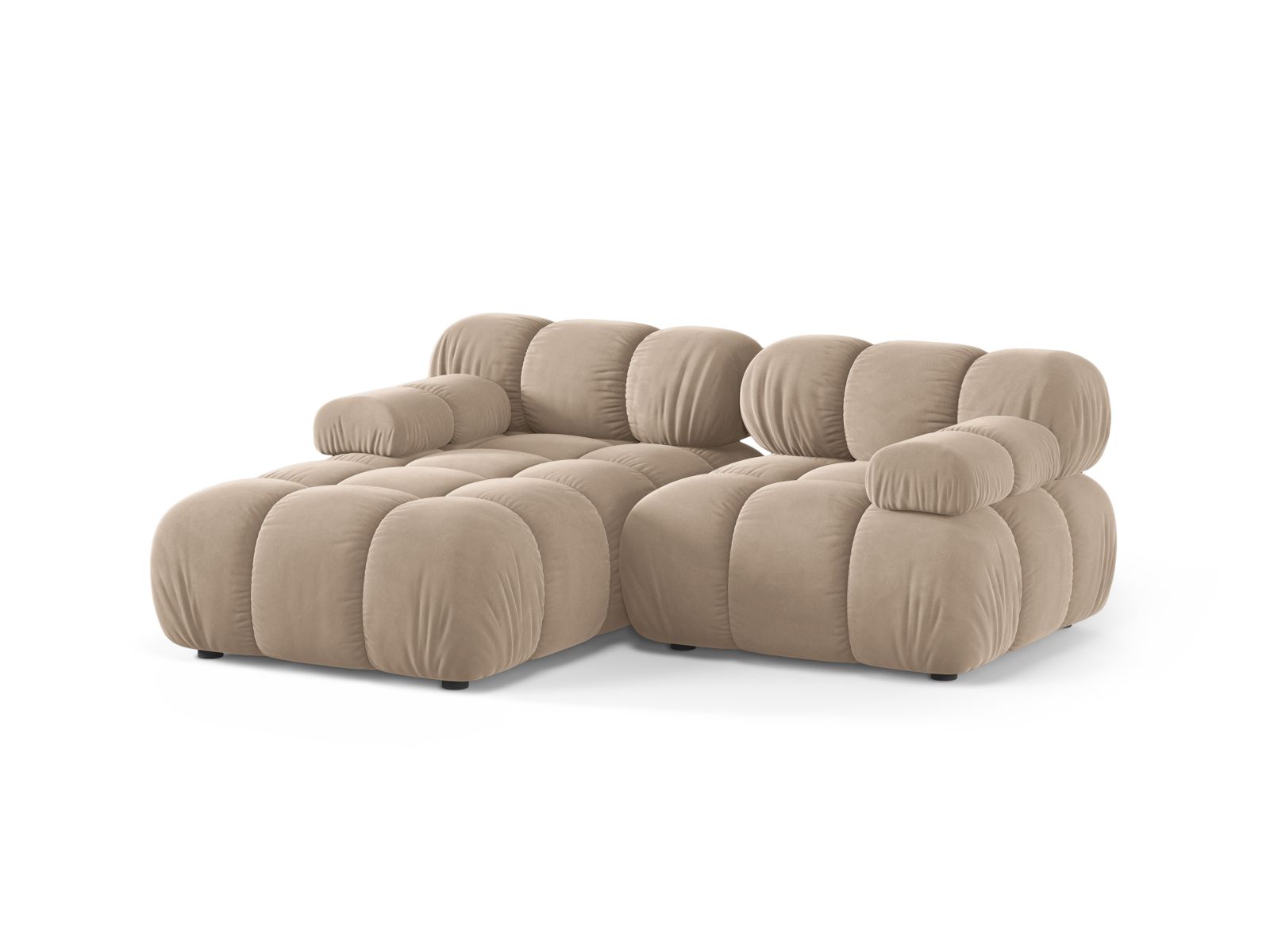 Beige 3-Sitzer Ecksofa Bellis von Micadoni, modular und stilvoll, ideal für moderne Wohnräume, präsentiert in elegantem Design.