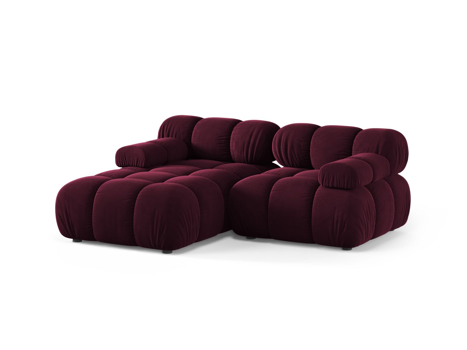 Elegantes 3-Sitzer Ecksofa Bellis in Burgunderrot, ideal für stilvolle Wohnräume, präsentiert von Micadoni.