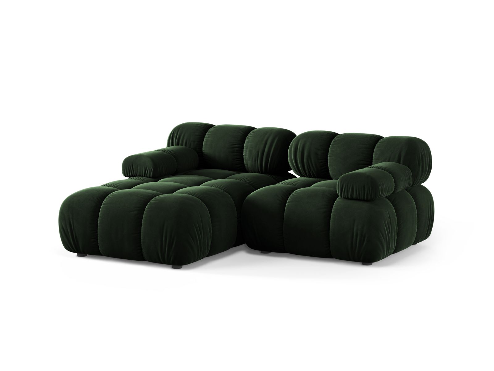 Elegantes 3-Sitzer Ecksofa Bellis in sattem Bottle Green, ideal für stilvolle Wohnräume, präsentiert von Micadoni.
