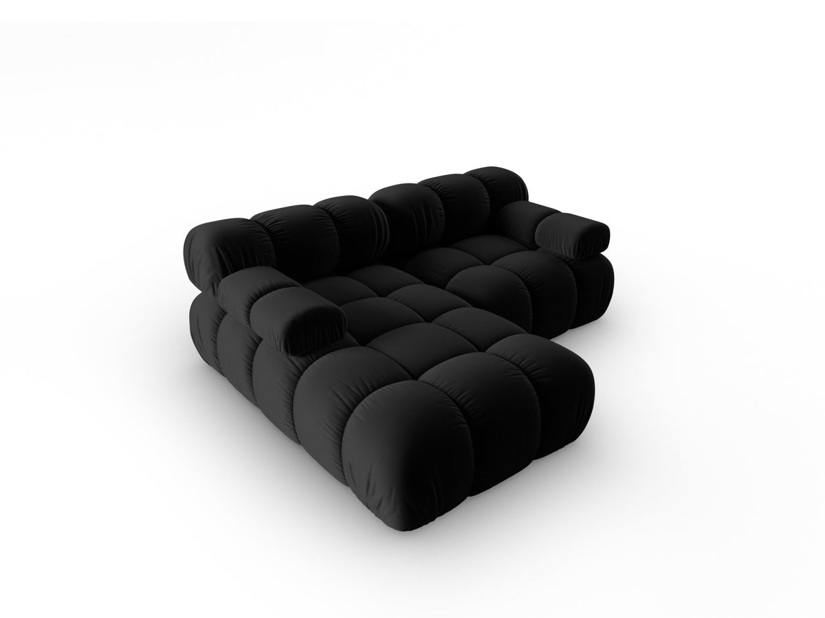 Bellis Velour modulares Ecksofa links 3 Sitzer 155cm in Black-Bluvel präsentiert im Onlineshop von KAQTU Design AG. L-Sofa links ist von Micadoni