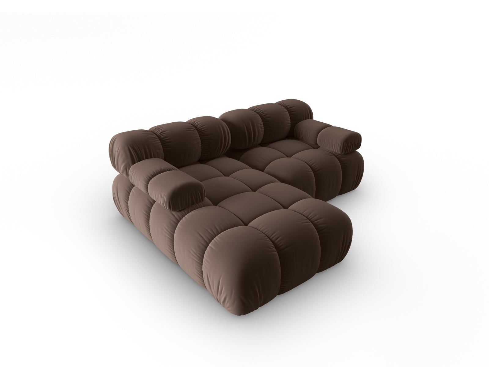 Elegantes, modulares Ecksofa Bellis in Velours, linksseitig, 3-Sitzer, ideal für stilvolle Wohnräume, erhältlich bei Micadoni.