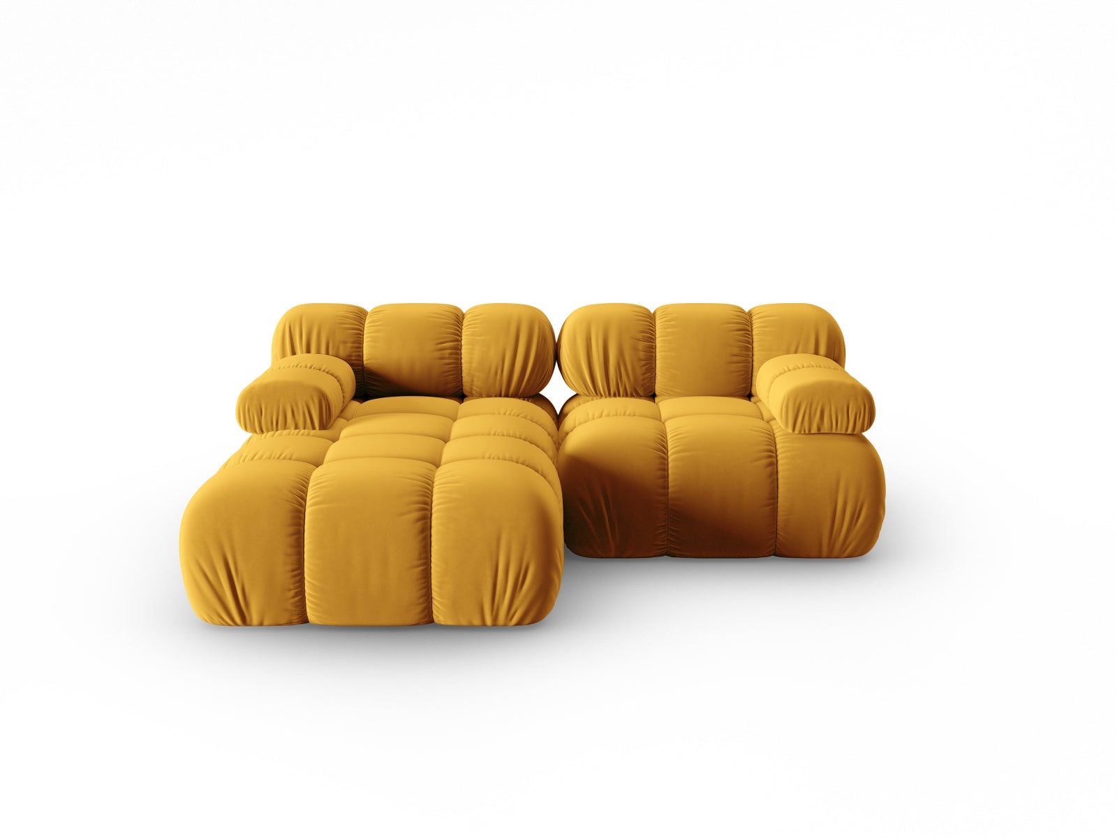 Bellis Velour modulares Ecksofa links 3 Sitzer 155cm in Yellow-Bluvel präsentiert im Onlineshop von KAQTU Design AG. L-Sofa links ist von Micadoni