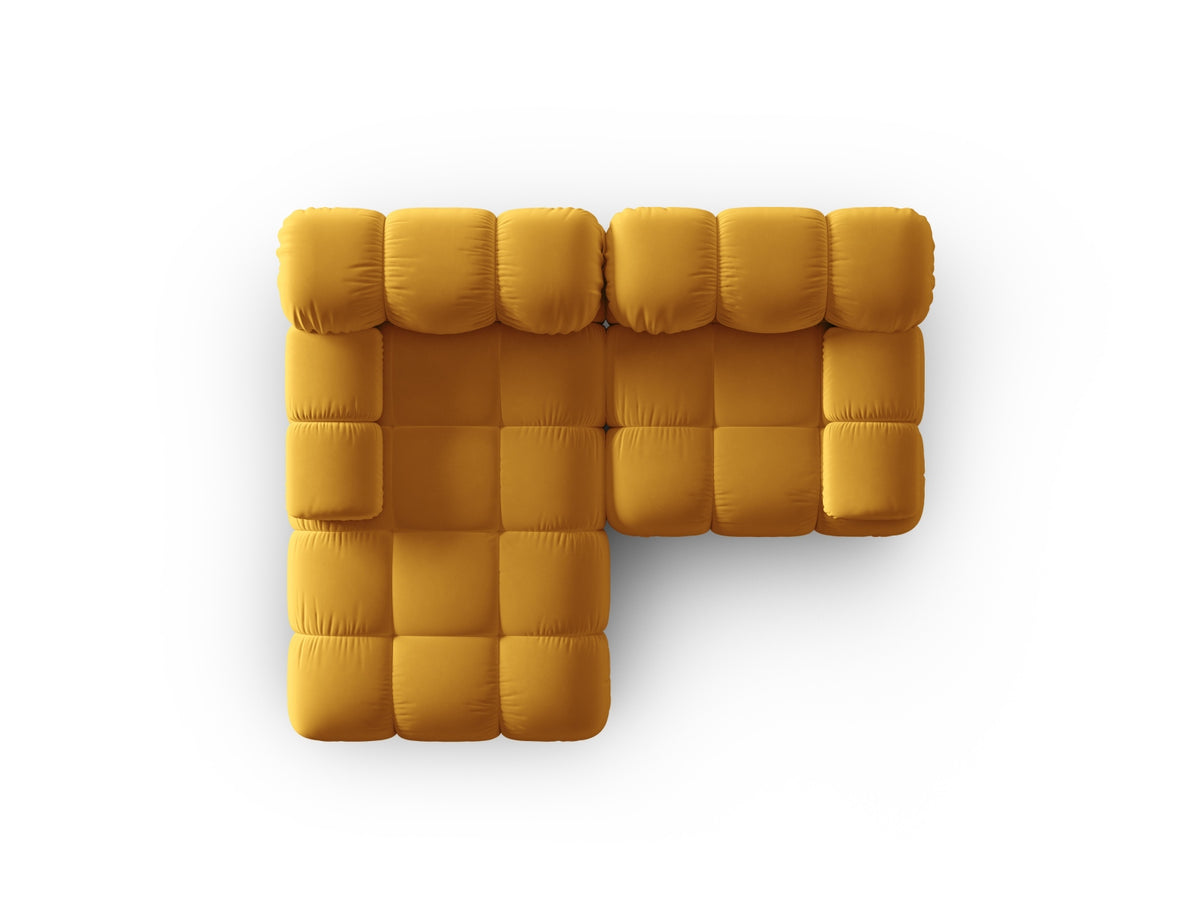 Bellis Velour modulares Ecksofa links 3 Sitzer 155cm in Yellow-Bluvel präsentiert im Onlineshop von KAQTU Design AG. L-Sofa links ist von Micadoni