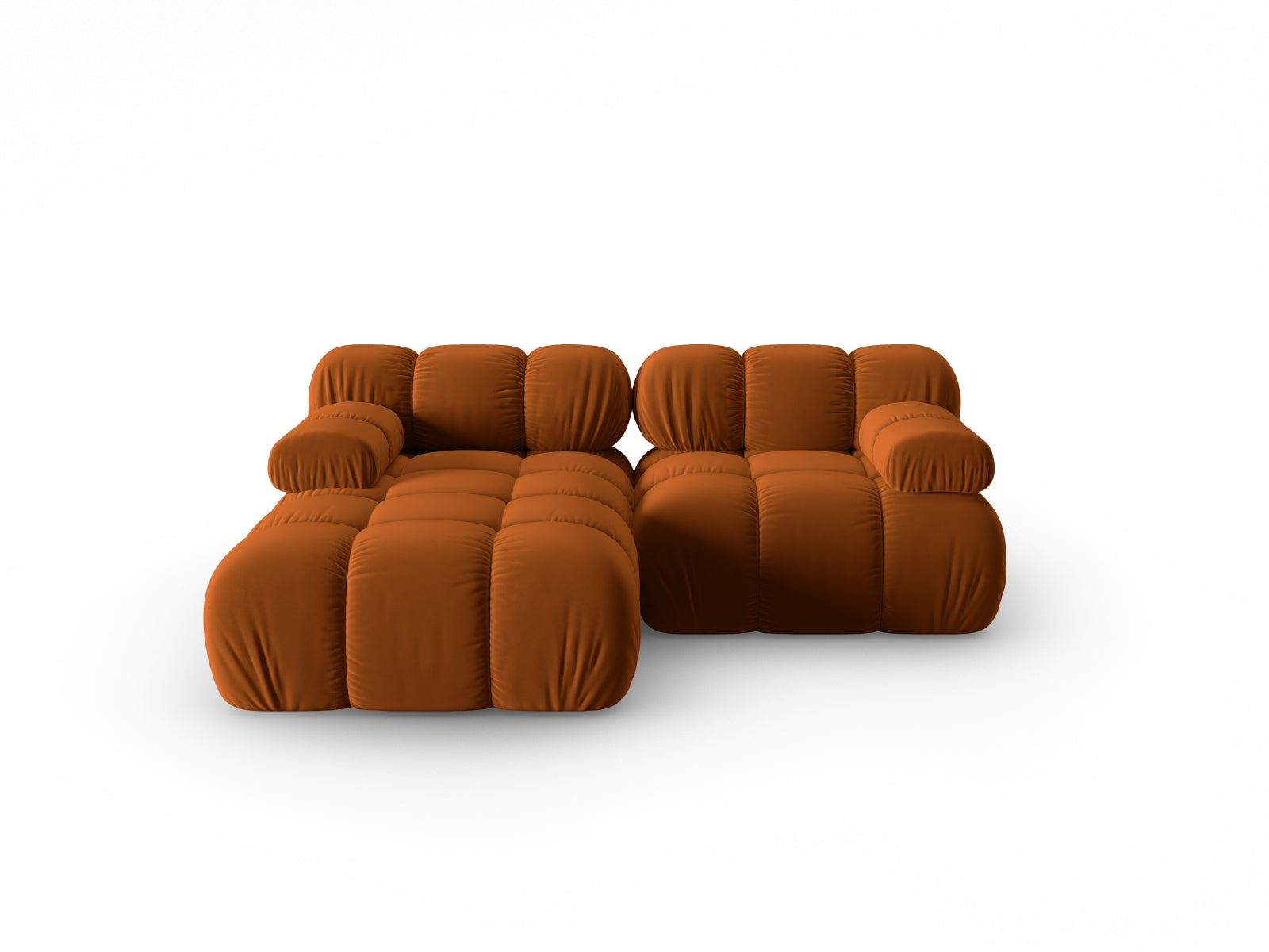 Bellis Velour modulares Ecksofa links 3 Sitzer 155cm in Terracotta-Bluvel präsentiert im Onlineshop von KAQTU Design AG. L-Sofa links ist von Micadoni