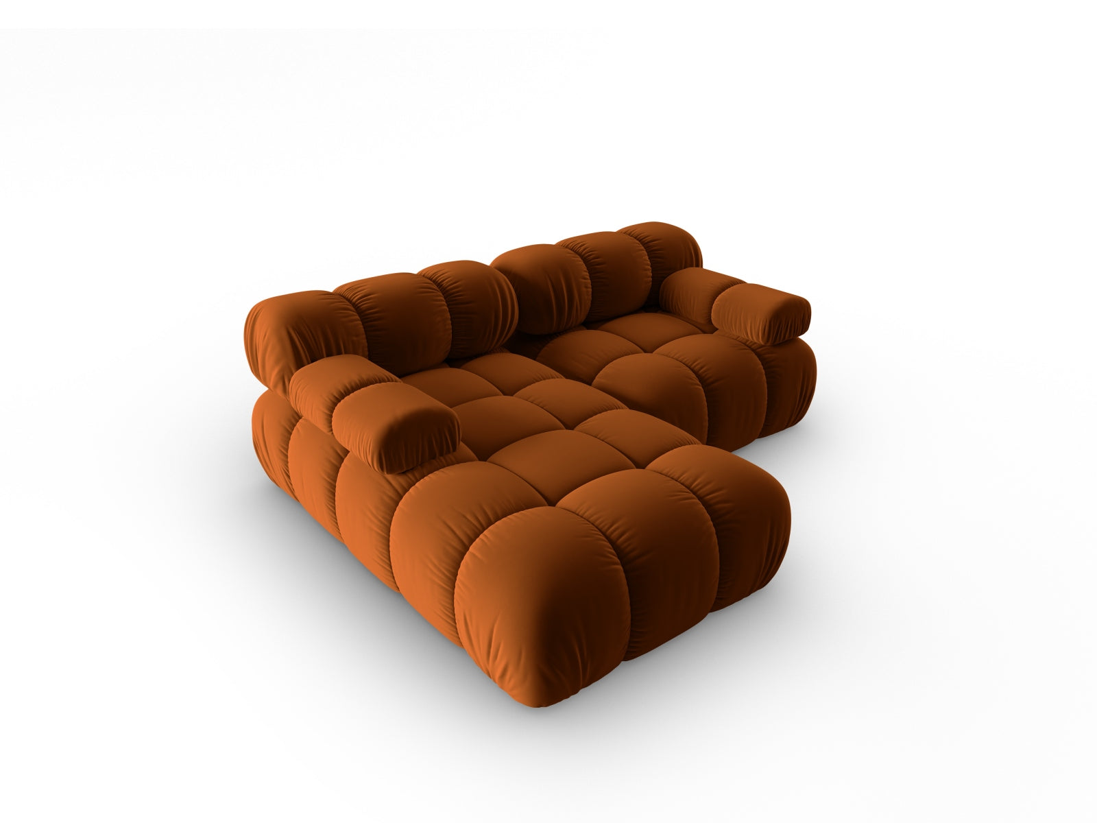 Elegantes, modulares Ecksofa Bellis Velour in stilvollem Terracotta, linksseitig, 3-Sitzer mit 155 cm, ideal für gemütliche Wohnräume.