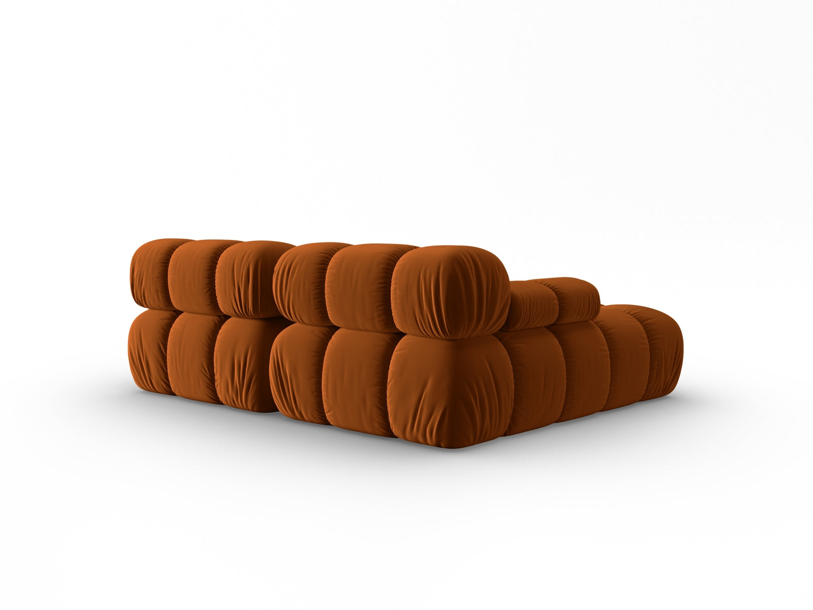 Modulares Ecksofa Bellis Velour in warmem Terracotta, linksseitig, 3-Sitzer mit 155 cm, perfekt für stilvolle und einladende Wohnbereiche.