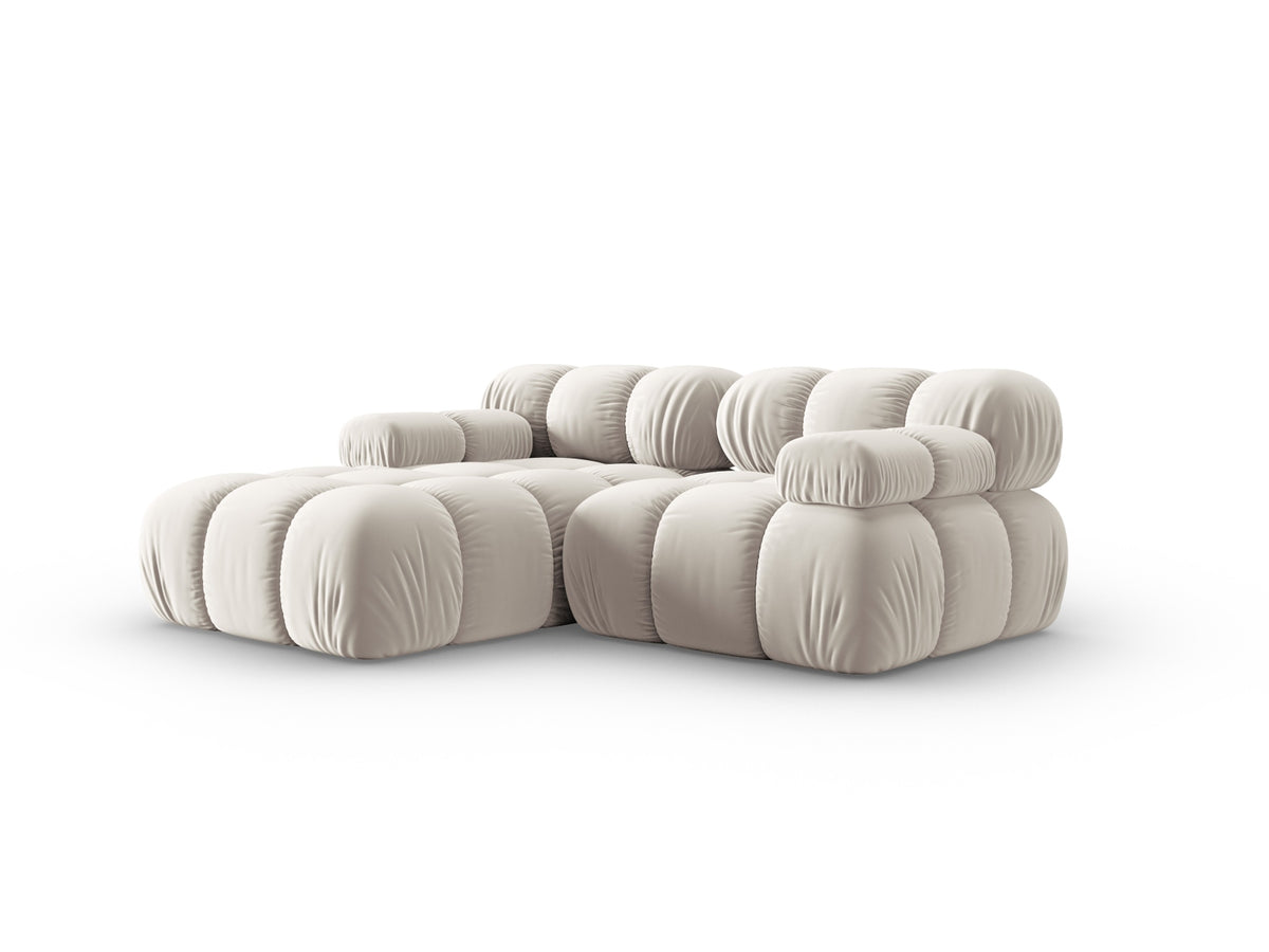 Bellis Velour modulares Ecksofa links 3 Sitzer 155cm in Dark Beige-Bluvel präsentiert im Onlineshop von KAQTU Design AG. L-Sofa links ist von Micadoni