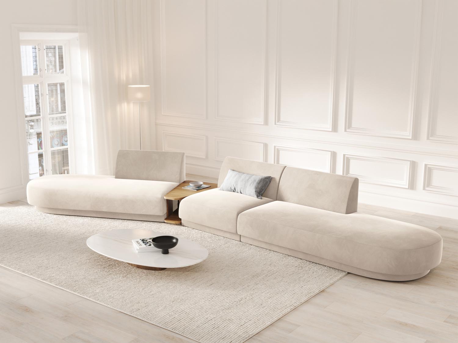 Entdecken Sie das Miley Velour modulares Sofa von Micadoni – ein elegantes 5-Sitzer Sofa, das Komfort und Stil in Ihr Zuhause bringt.