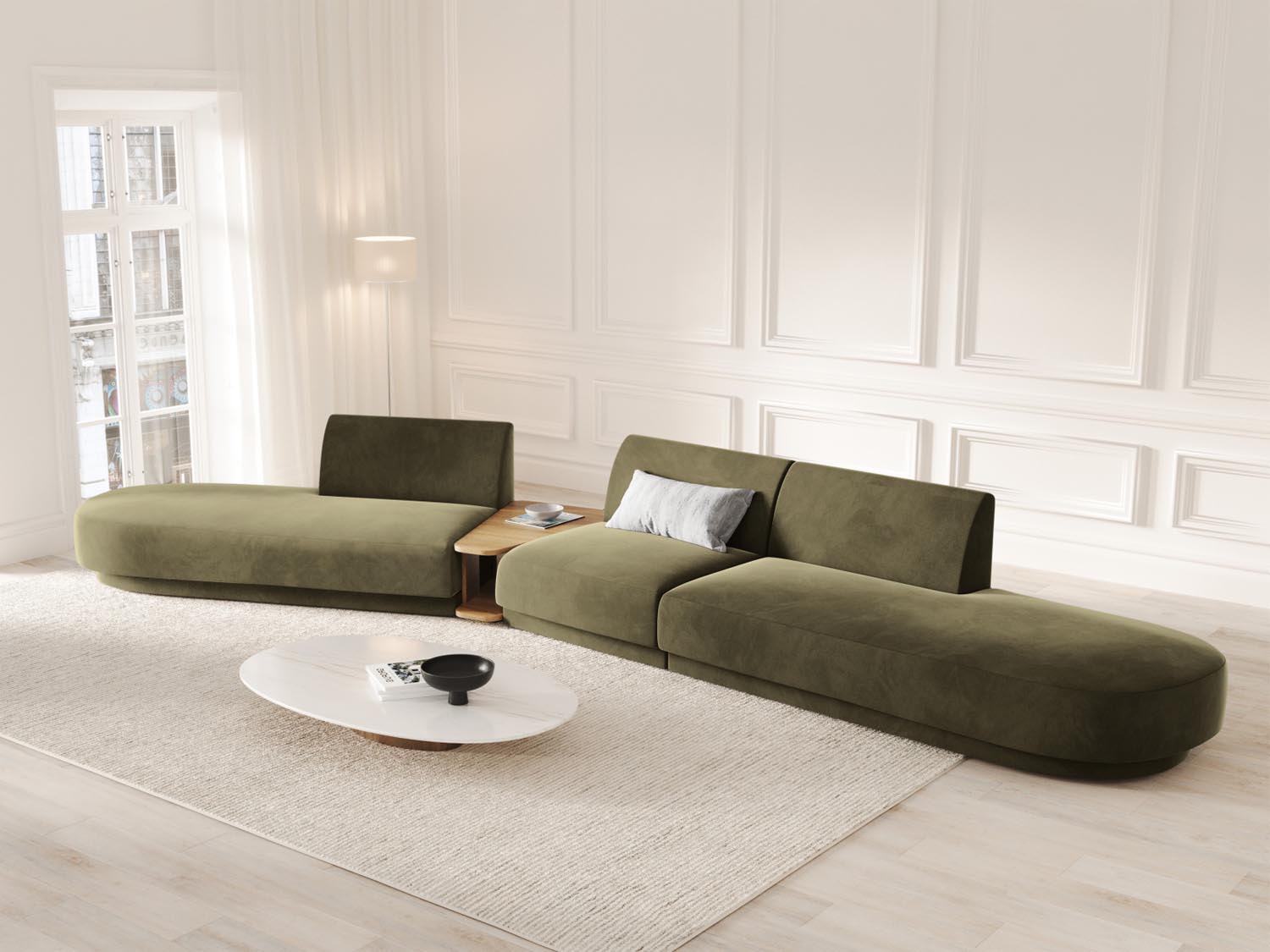 Entdecken Sie das Miley Velour modulare Sofa von Micadoni – ein elegantes 5-Sitzer Sofa, das perfekten Komfort und vielseitige Gestaltungsmöglichkeiten für Ihr Wohnzimmer bietet.