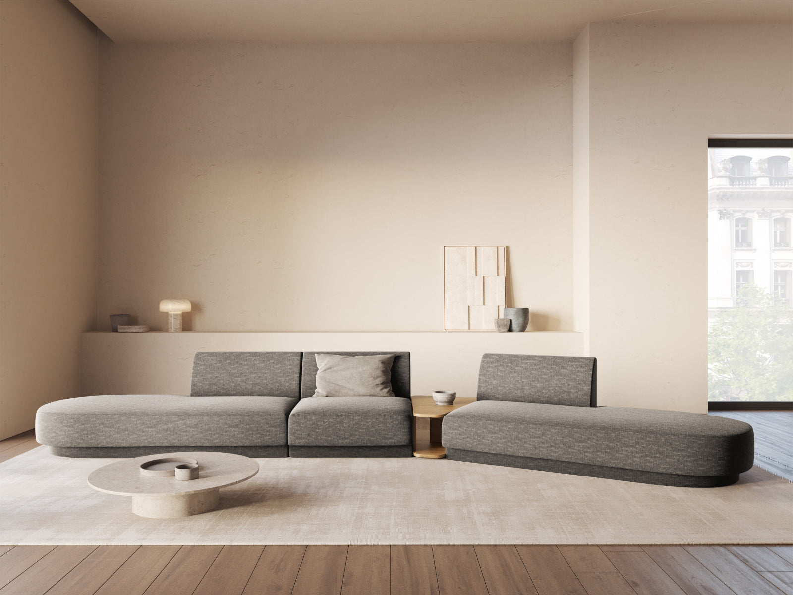 Entdecken Sie das elegante Miley Modulares Sofa rechts 5 Sitzer von Micadoni – ideal für stilvolle Wohnräume und gesellige Abende.