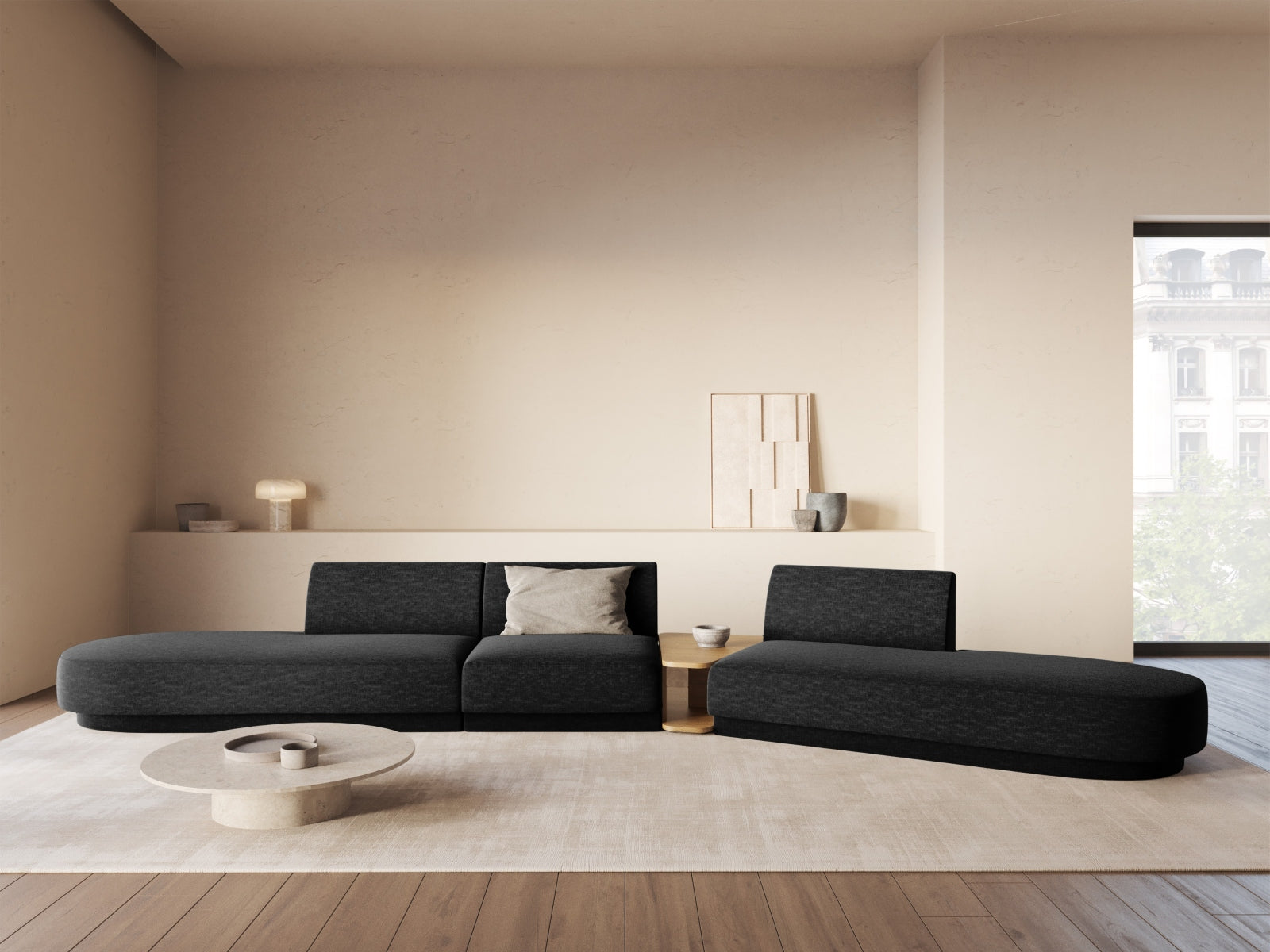 Entdecken Sie das elegante Miley Modulares Sofa rechts 5 Sitzer von Micadoni – ideal für stilvolle Wohnräume und gesellige Abende.