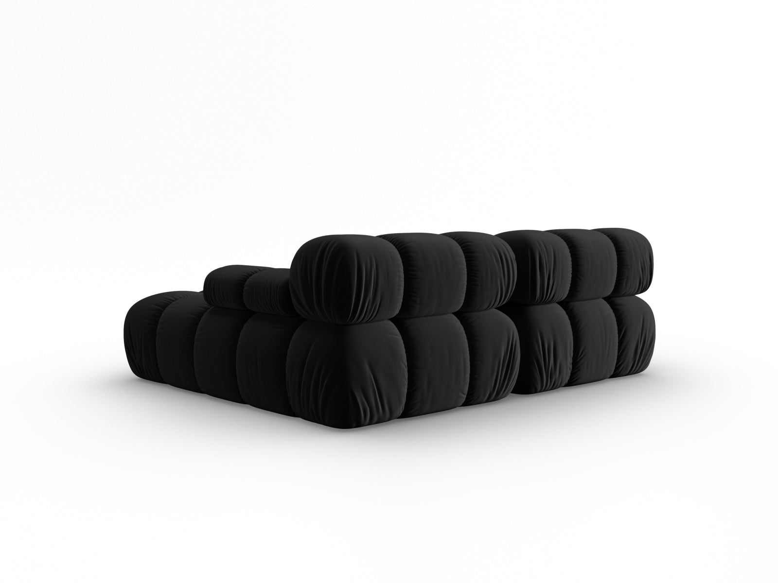 Modulares Bellis Velour Ecksofa in Schwarz-Bluvel, 3-Sitzer, perfekt für moderne Wohnzimmer und gemütliche Abende.