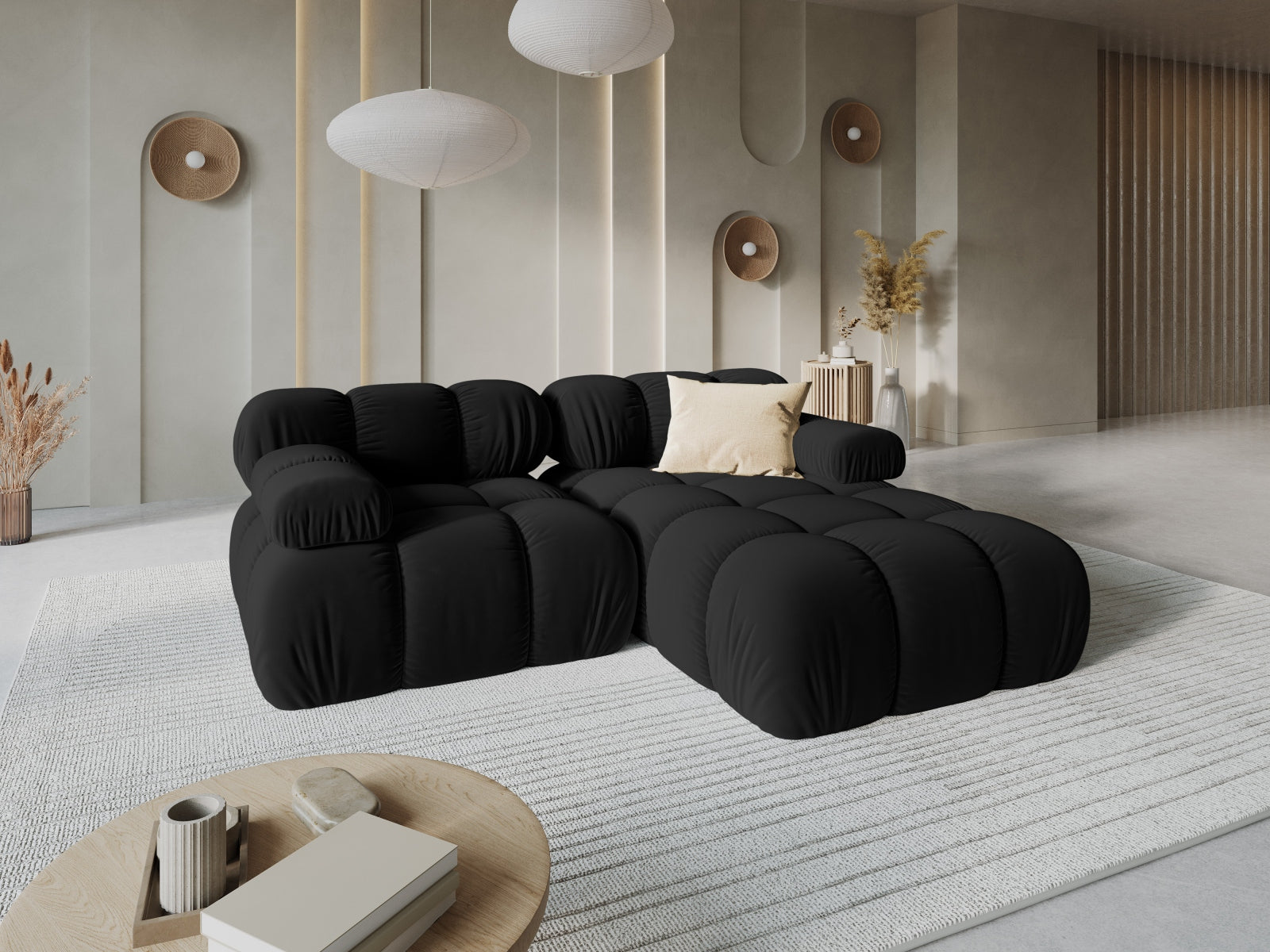 Entdecken Sie das elegante Bellis Velour Ecksofa rechts 3-Sitzer von Micadoni – stilvoll, modular und perfekt für Ihr Wohnzimmer!