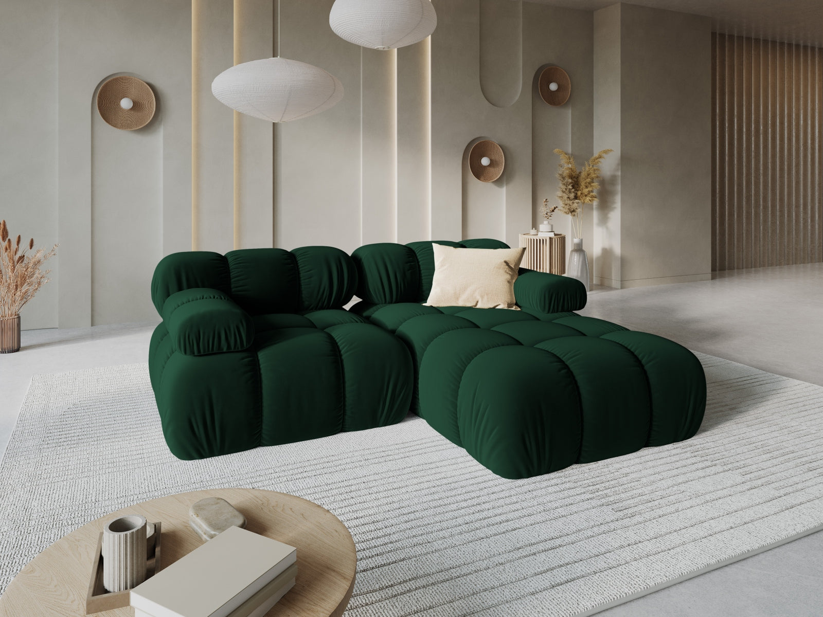Entdecken Sie das elegante Bellis Velour Ecksofa rechts 3-Sitzer von Micadoni – stilvoll, modular und komfortabel für Ihr Zuhause.