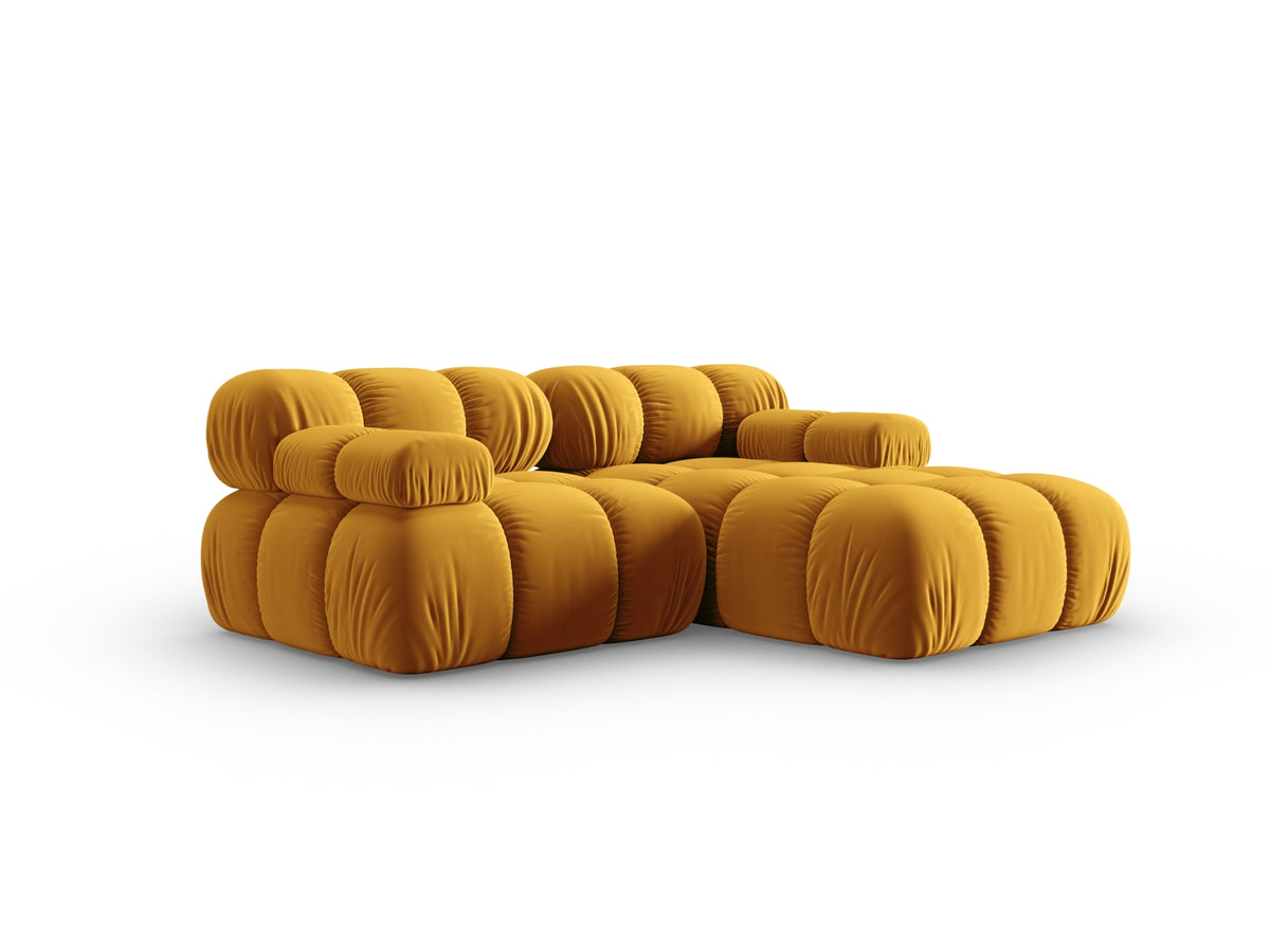 Bellis Velour modulares Ecksofa rechts 3 Sitzer 155cm in Yellow-Bluvel präsentiert im Onlineshop von KAQTU Design AG. L-Sofa rechts ist von Micadoni