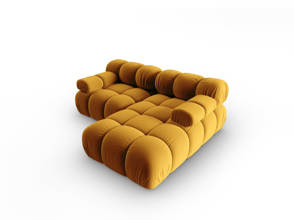 Bellis Velour modulares Ecksofa rechts 3 Sitzer 155cm in Yellow-Bluvel präsentiert im Onlineshop von KAQTU Design AG. L-Sofa rechts ist von Micadoni