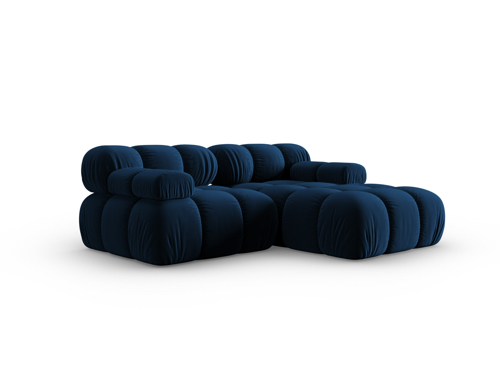 Modulares Ecksofa Bellis in Royal Blue, 3-Sitzer, stilvolles Velour-Design, perfekt für moderne Wohnkonzepte, erhältlich bei Micadoni.