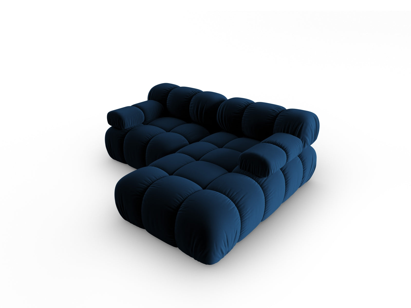 Elegantes, modulares Ecksofa Bellis in Royal Blue, 3-Sitzer, aus hochwertigem Velour, ideal für stilvolle Wohnräume, erhältlich bei Micadoni.