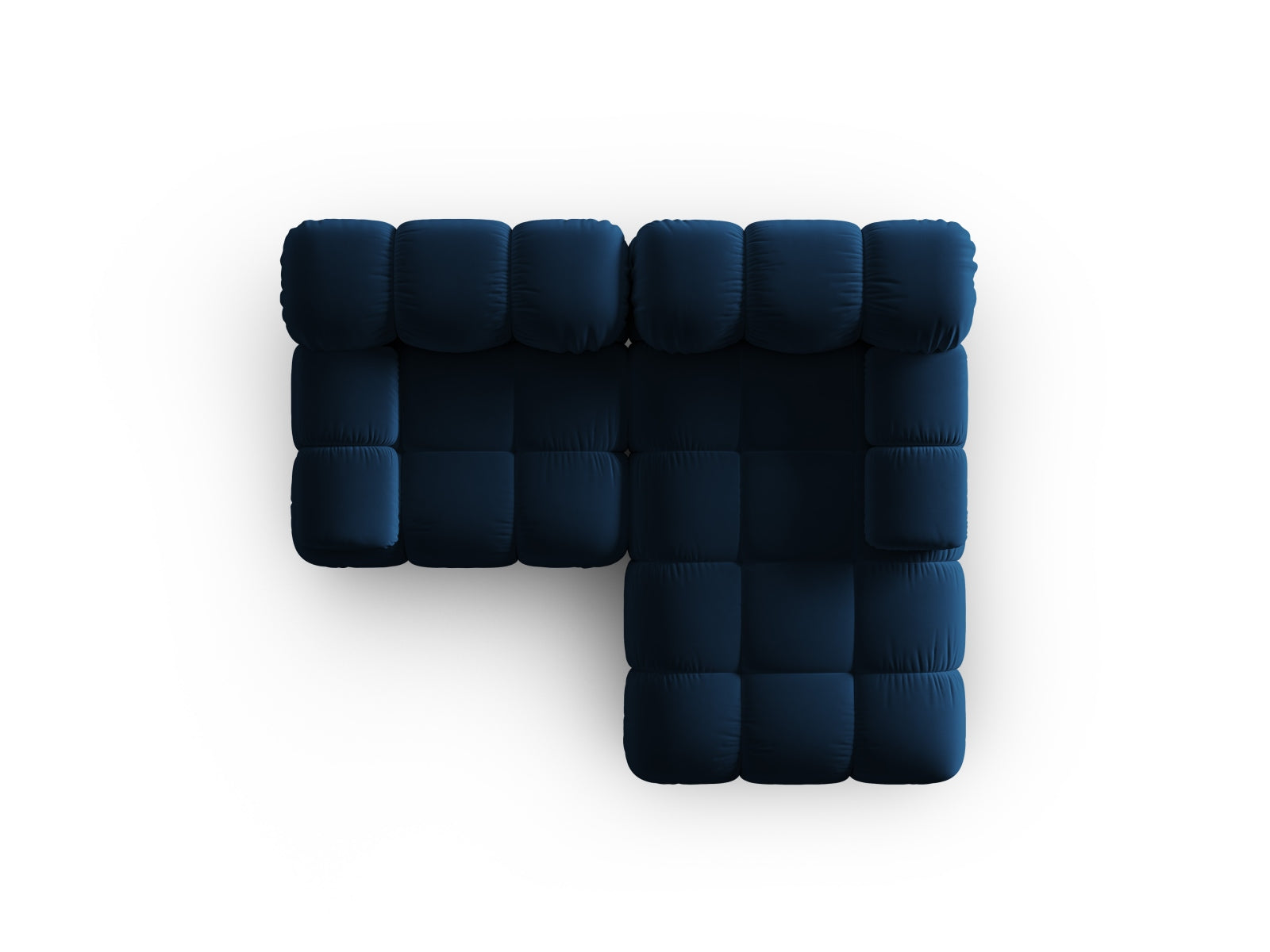 Elegantes, modulares Ecksofa Bellis in Royal Blue, 3-Sitzer, aus luxuriösem Velour, ideal für stilvolle Wohnräume, erhältlich bei Micadoni.
