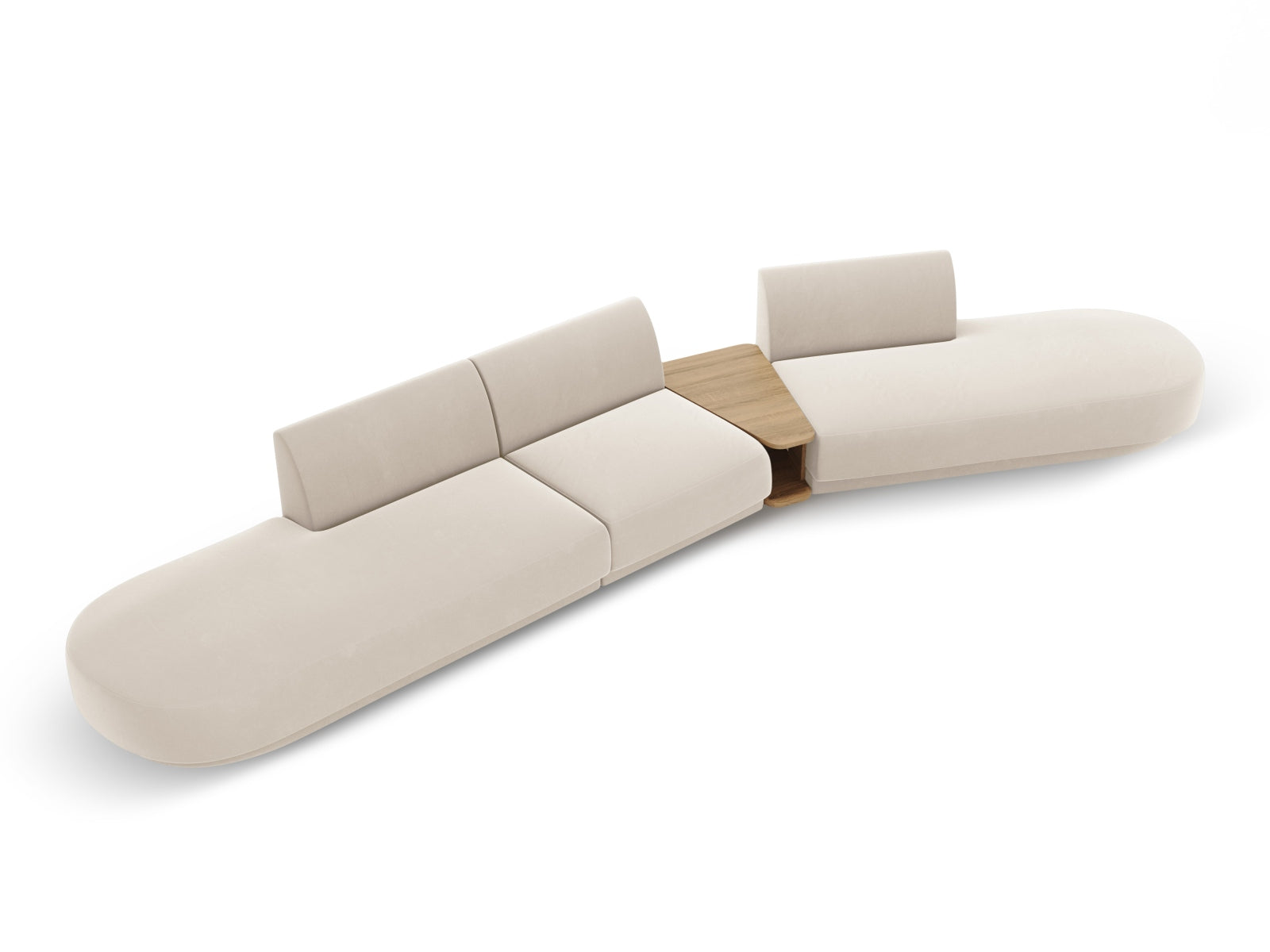 Erleben Sie das Miley Velour Sofa von Micadoni: Ein elegantes 5-Sitzer-Modell, das durch seine modulare Bauweise und luxuriöse Velour-Oberfläche besticht.