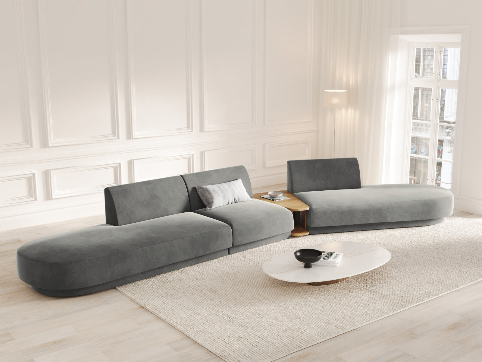 Entdecken Sie das stilvolle Miley Velour Sofa von Micadoni – ein 5-Sitzer mit elegantem Design, modularer Flexibilität und hohem Komfort für Ihr Zuhause.