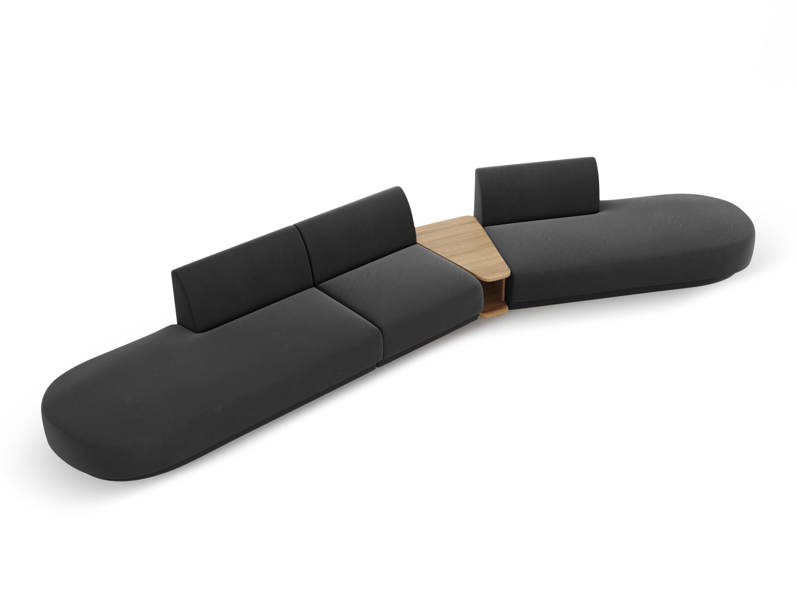Erleben Sie das Miley Velour Sofa von Micadoni: Ein elegantes 5-Sitzer-Modell, das durch seine modulare Bauweise und luxuriöse Velour-Oberfläche besticht.