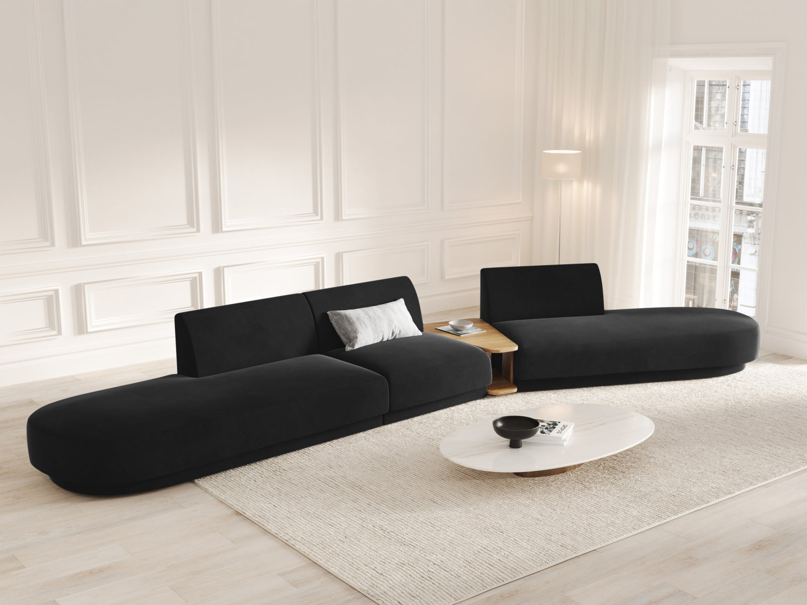 Entdecken Sie das Miley Velour 5-Sitzer Sofa von Micadoni – stilvoll, modular und perfekt für Ihr modernes Zuhause. Komfort trifft elegantes Design!