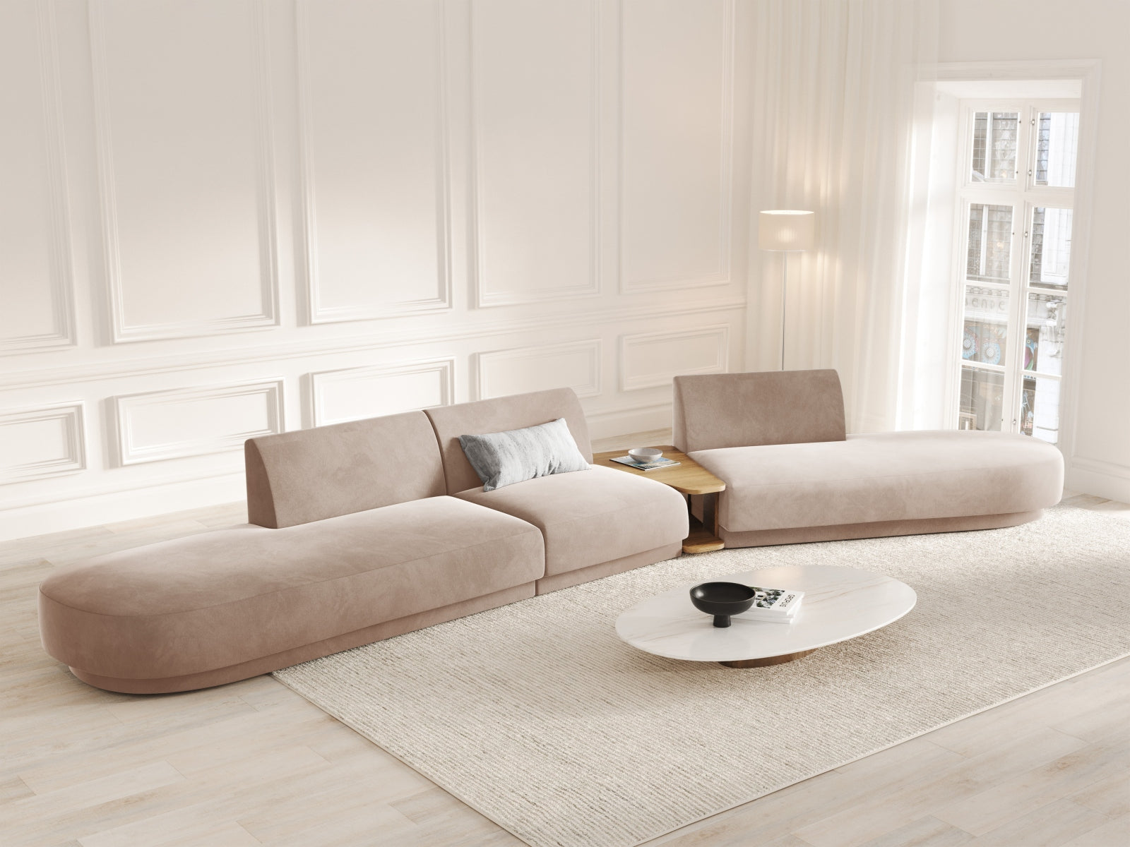 Entdecken Sie das Miley Velour 5-Sitzer Sofa von Micadoni – stilvoll, modular und perfekt für Ihr modernes Zuhause. Komfort trifft elegantes Design!