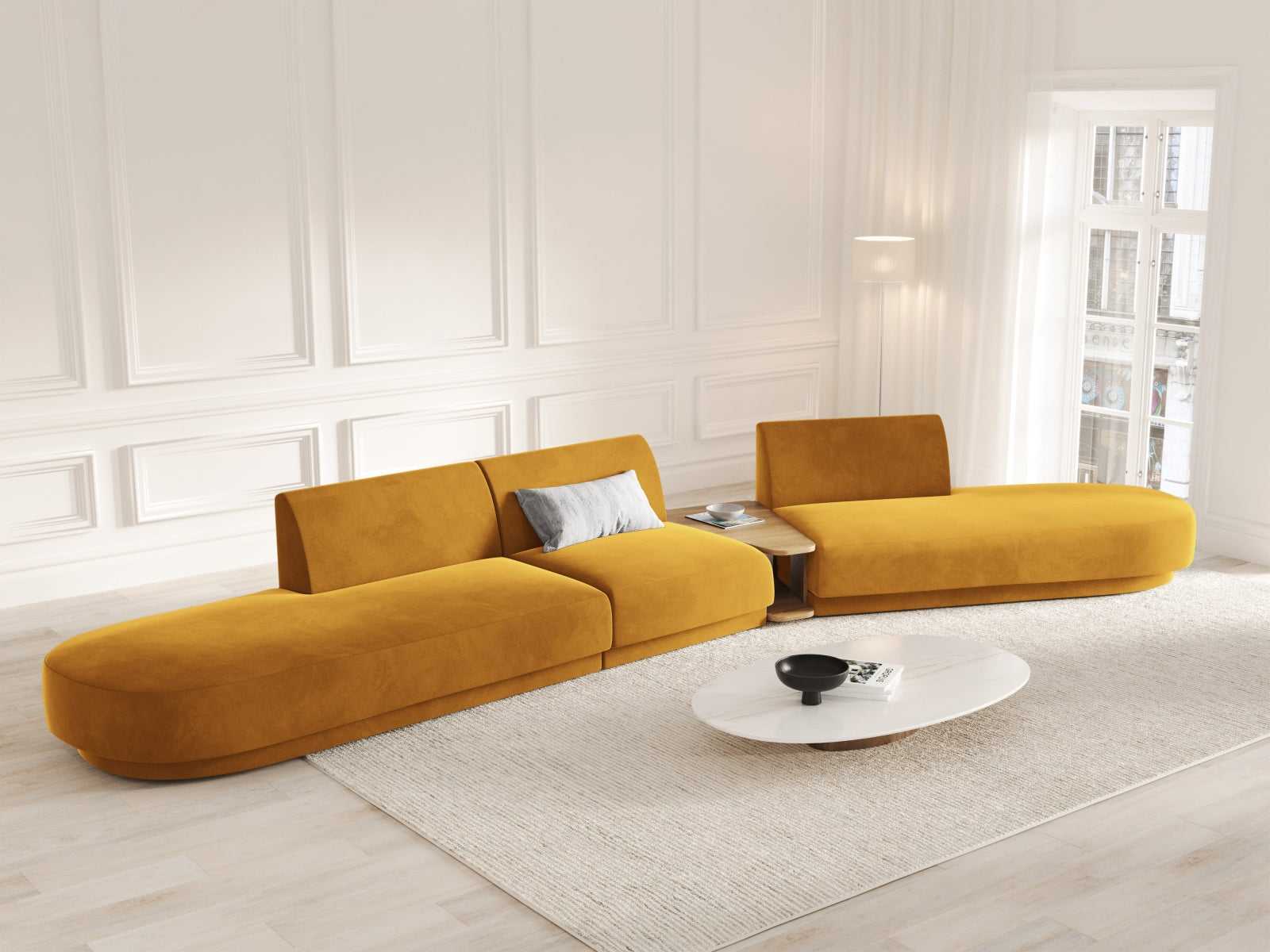 Entdecken Sie das stilvolle Miley Velour Sofa von Micadoni – ein 5-Sitzer mit elegantem Design, modularer Flexibilität und hohem Komfort für Ihr Zuhause.