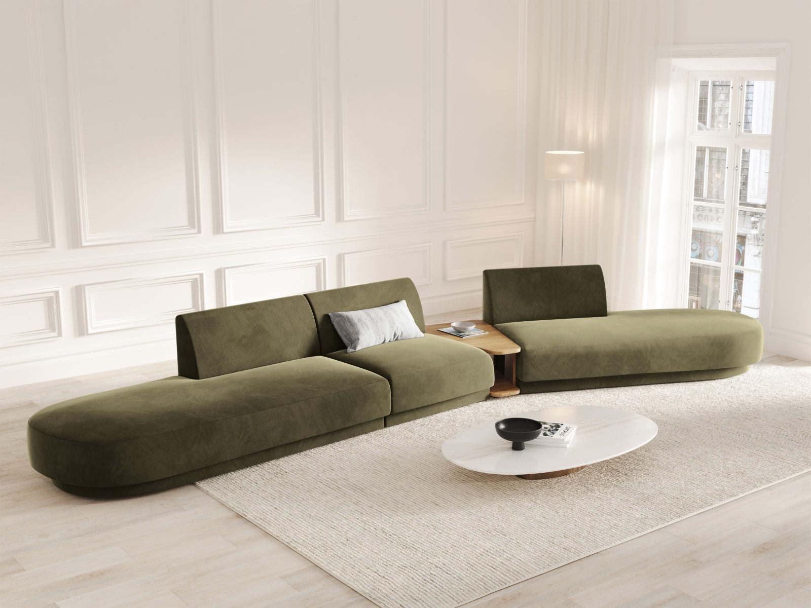 Entdecken Sie das stilvolle Miley Velour Sofa von Micadoni – ein 5-Sitzer mit elegantem Design, modularer Flexibilität und hohem Komfort für Ihr Zuhause.