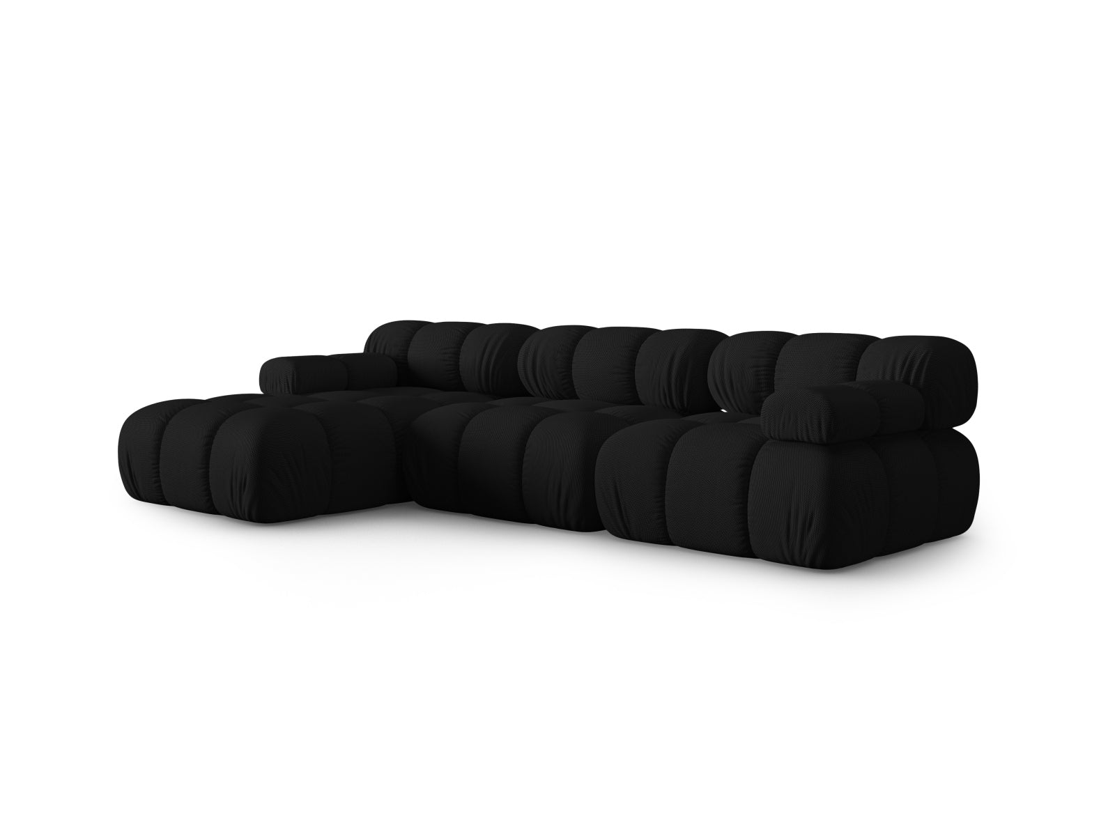 Elegantes Bellis Ecksofa in Schwarz, 4-Sitzer, 155 cm, ideal für stilvolle Wohnräume, erhältlich bei KAQTU Design AG.