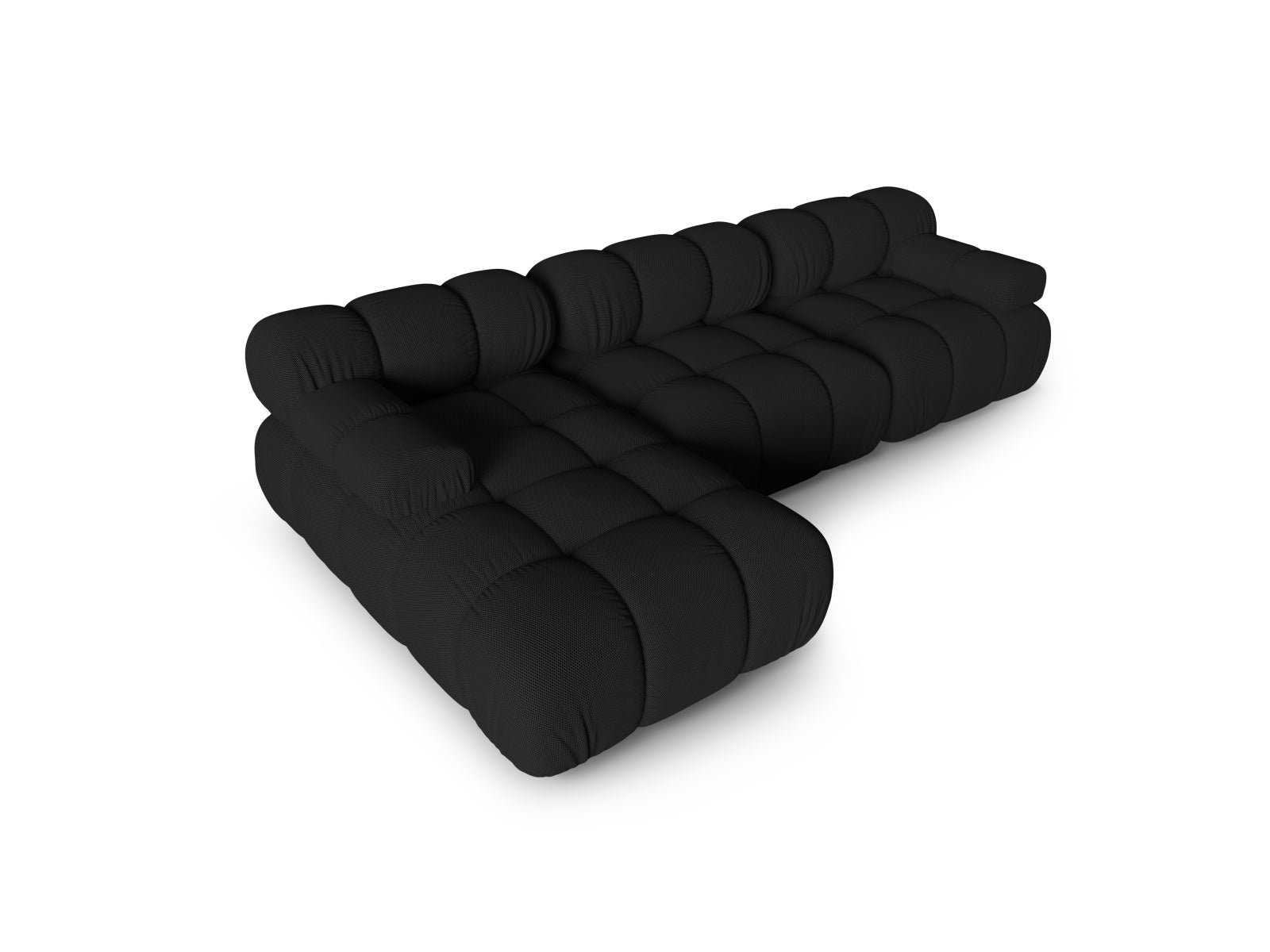 Modulares Bellis Ecksofa links, 4-Sitzer, 155 cm, modernes Design in Schwarz, perfekt für gemütliche und stilvolle Wohnbereiche.