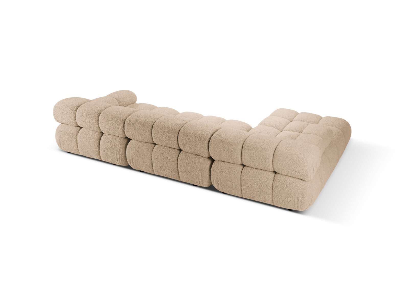 Modulares Bellis Boucle Ecksofa links, 4-Sitzer, 155 cm, in sanften Sandtönen, perfekt für stilvolle und gemütliche Wohnbereiche.